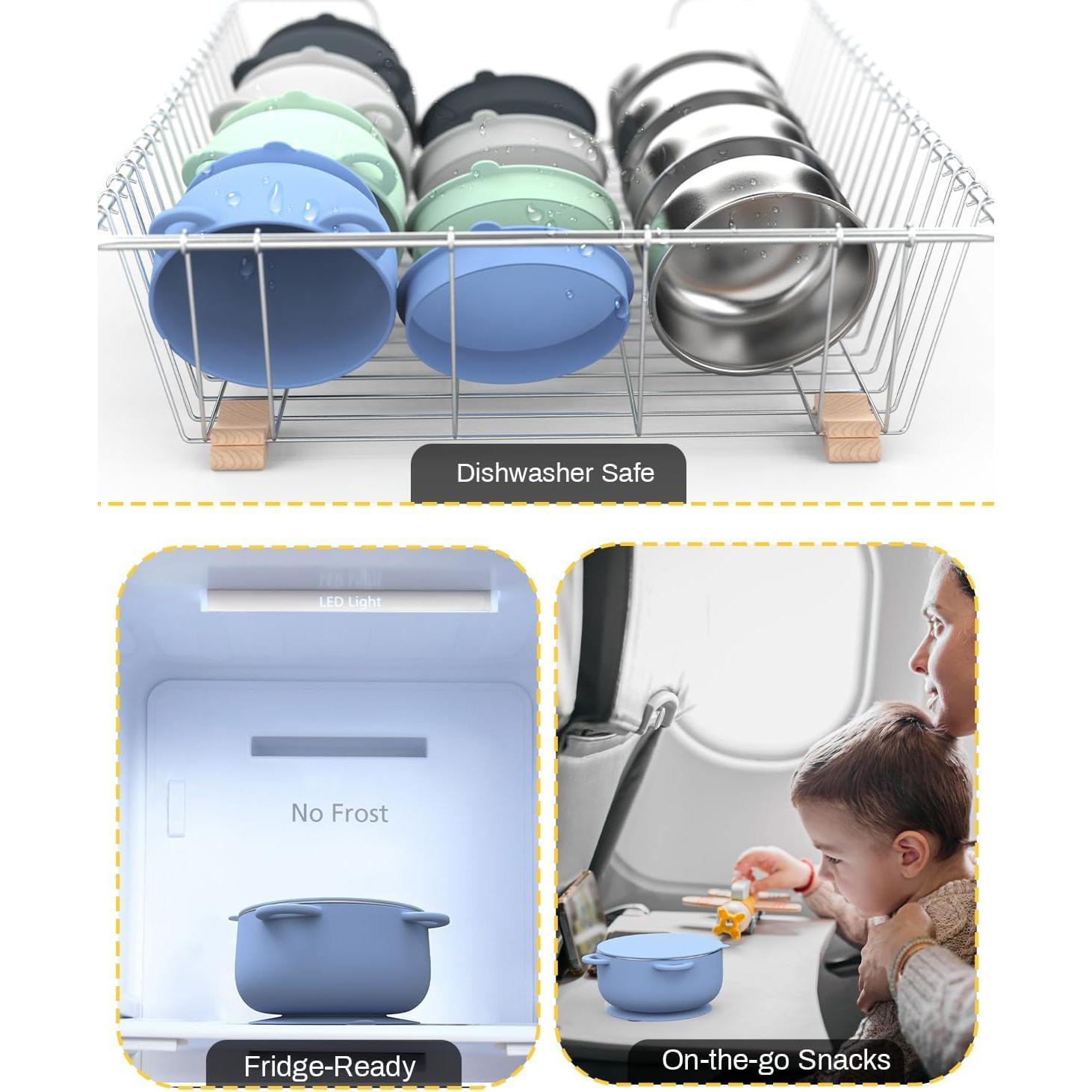 Tazones de Succión Bakpoco 4-Pack Acero Inoxidable 400ml