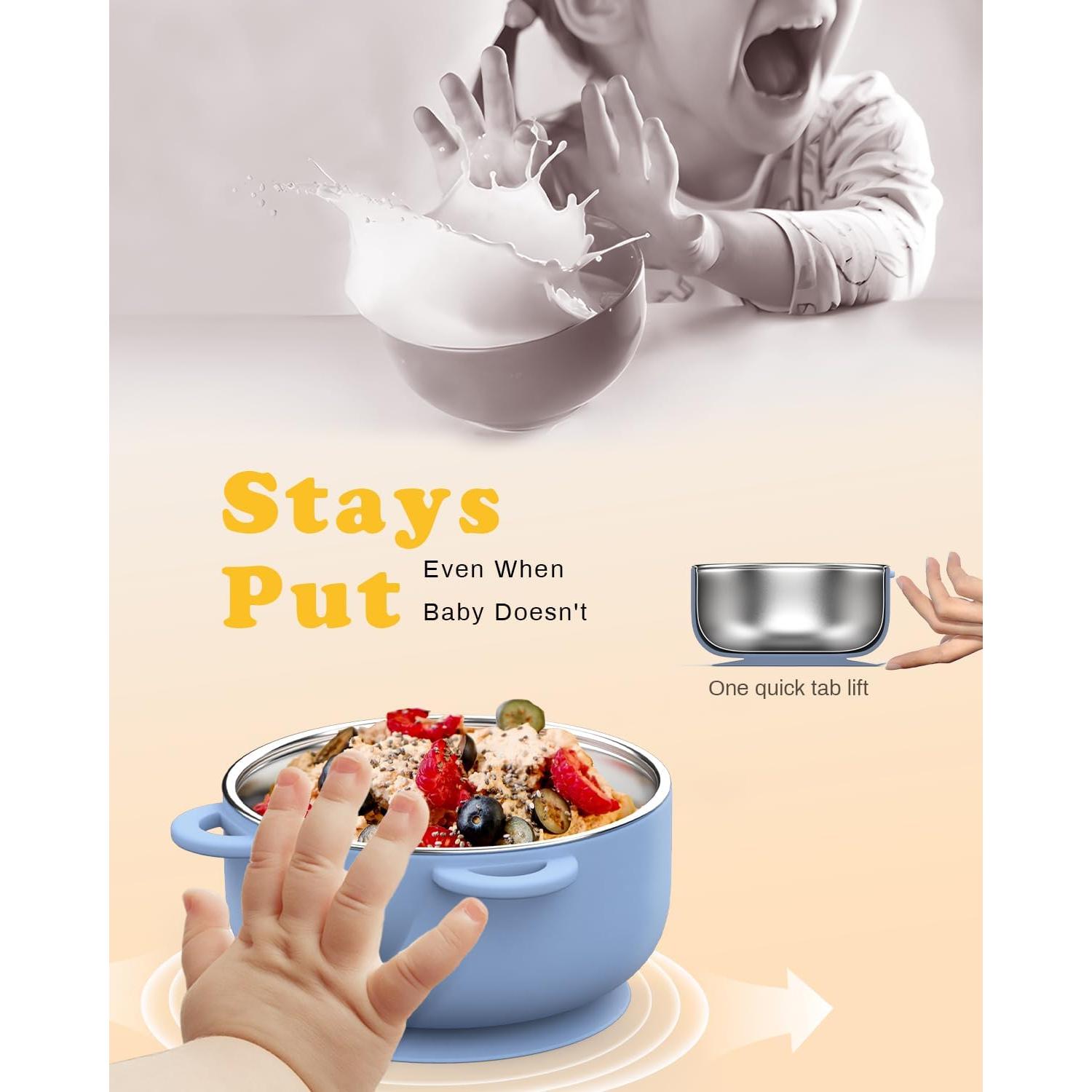 Tazones de Succión Bakpoco 4-Pack Acero Inoxidable 400ml