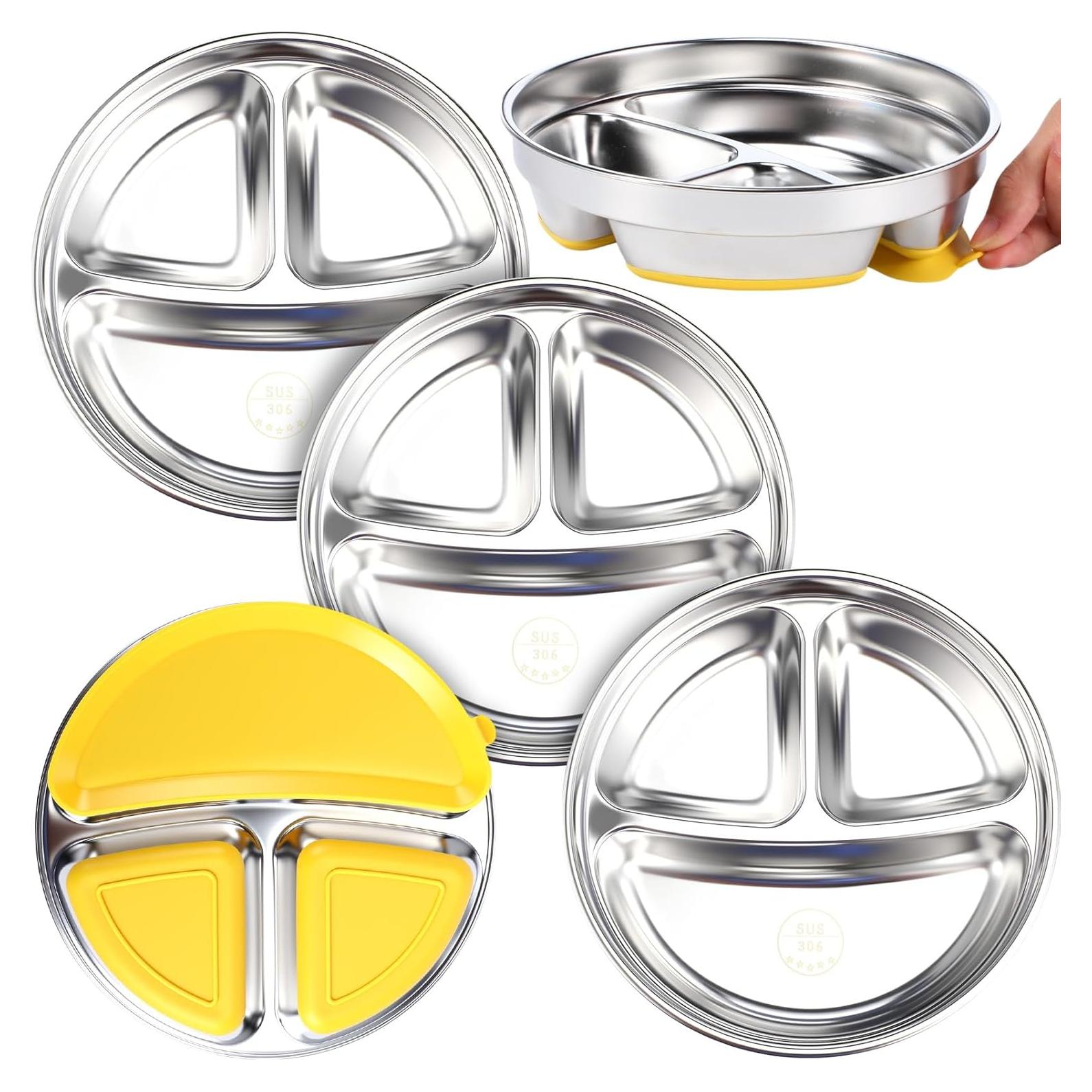 Yinder Platos de Acero Inoxidable para Niños 18.5 cm - 3 Piezas