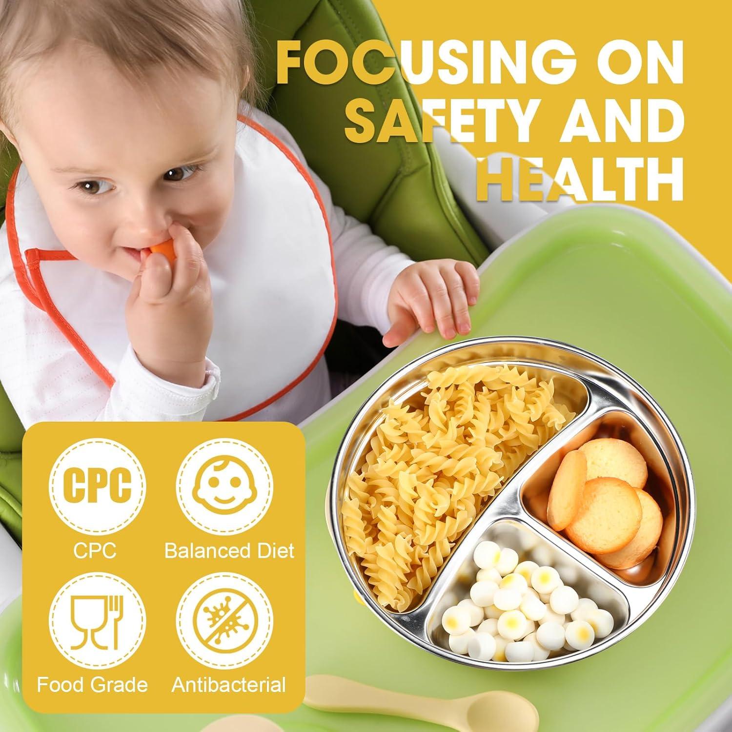 Yinder Platos de Acero Inoxidable para Niños 18.5 cm - 3 Piezas