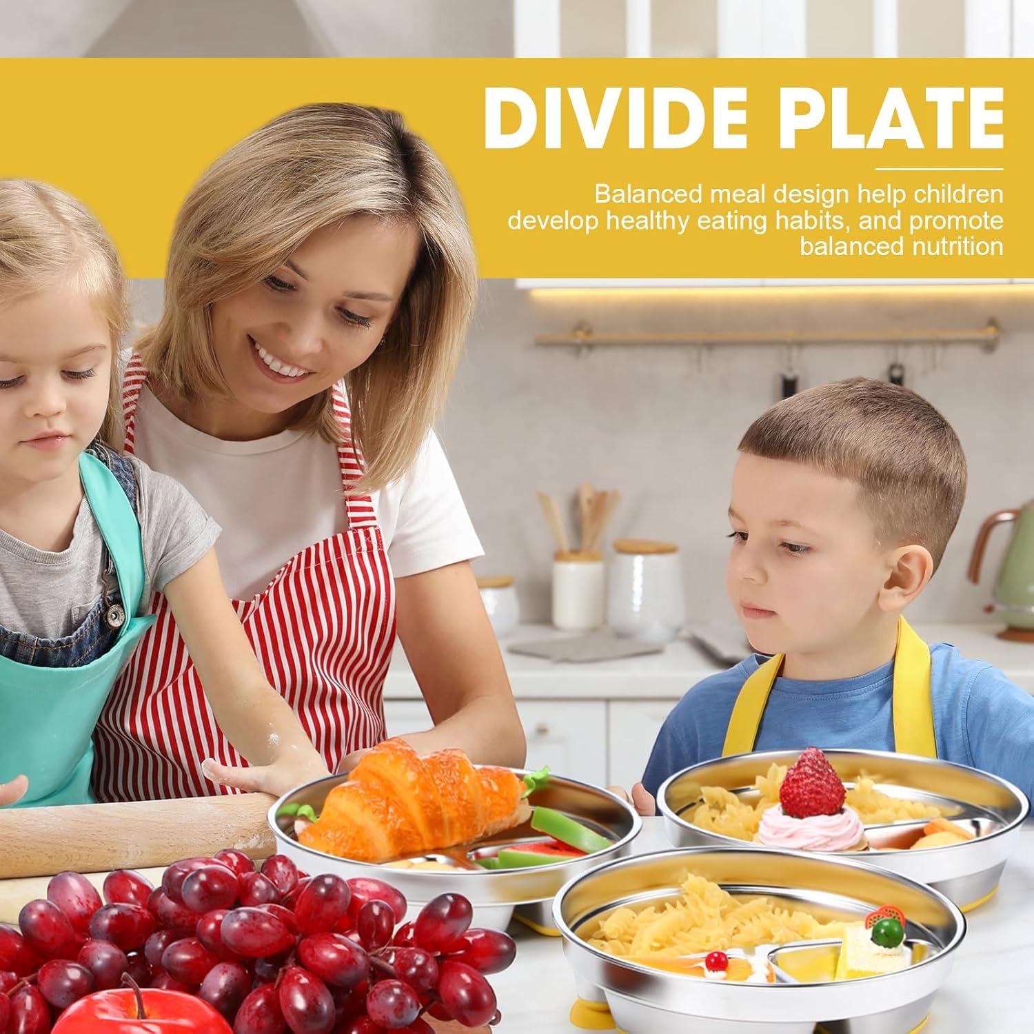 Yinder Platos de Acero Inoxidable para Niños 18.5 cm - 3 Piezas