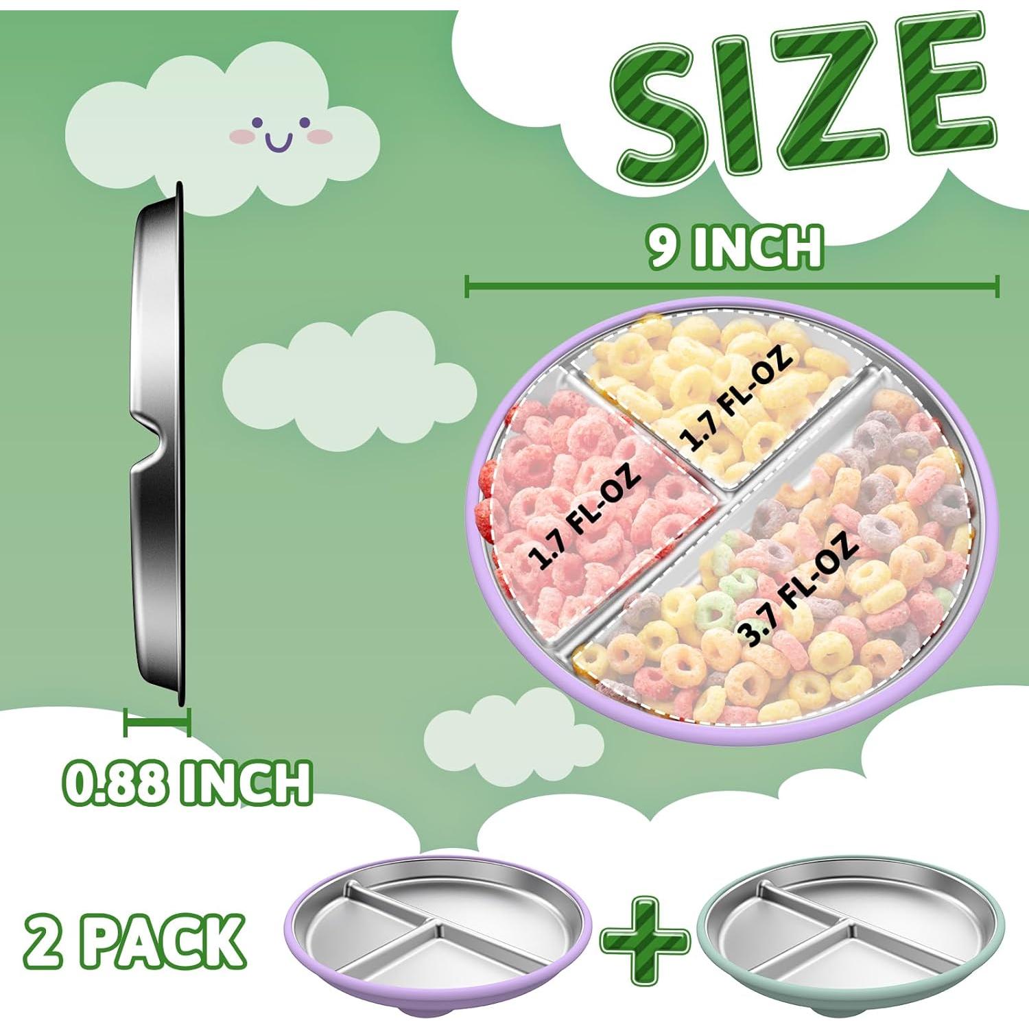 Platos Divididos de Acero Inoxidable VYTSYD 9" para Niños