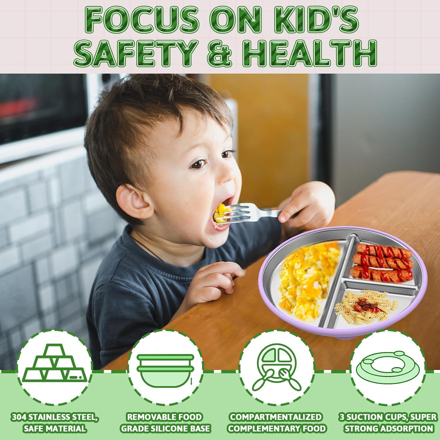 Platos Divididos de Acero Inoxidable VYTSYD 9" para Niños