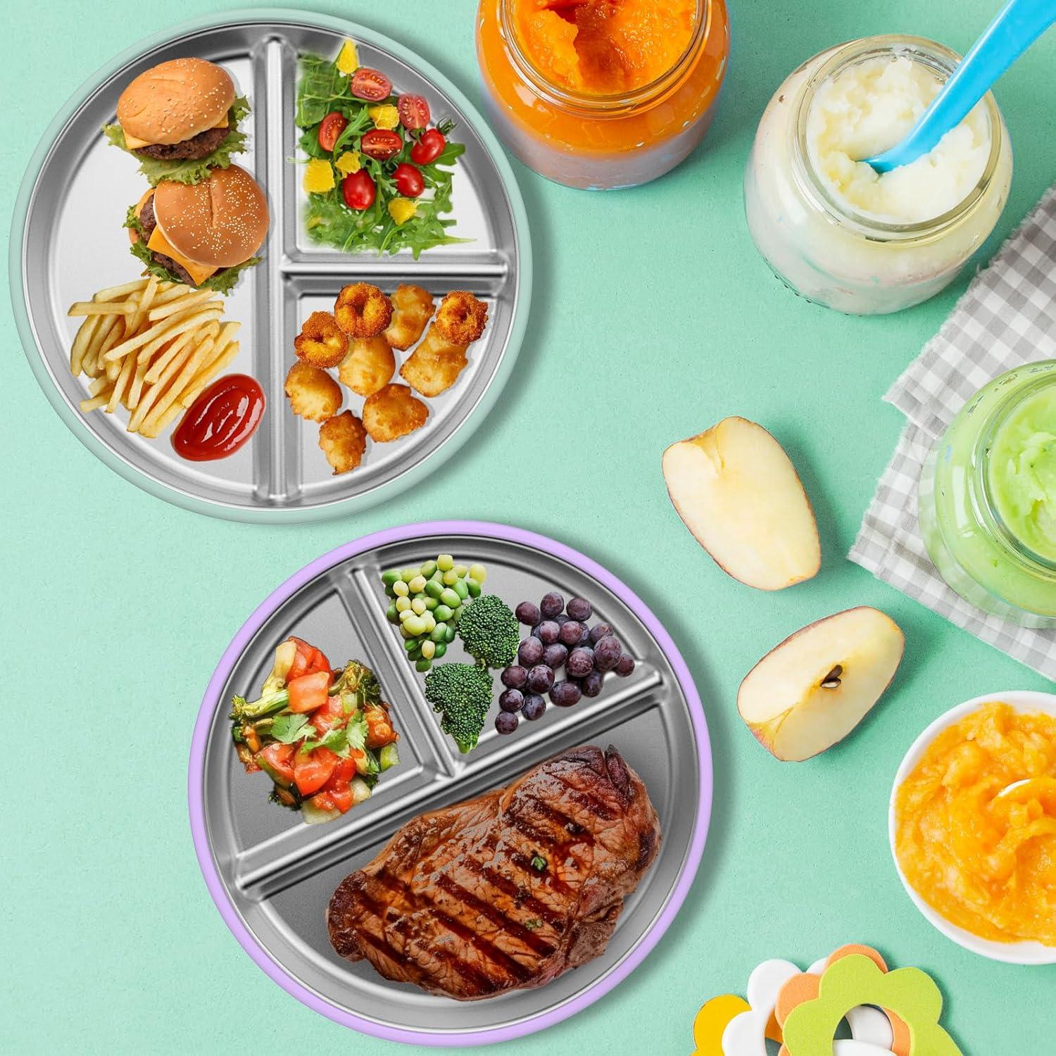 Platos Divididos de Acero Inoxidable VYTSYD 9" para Niños