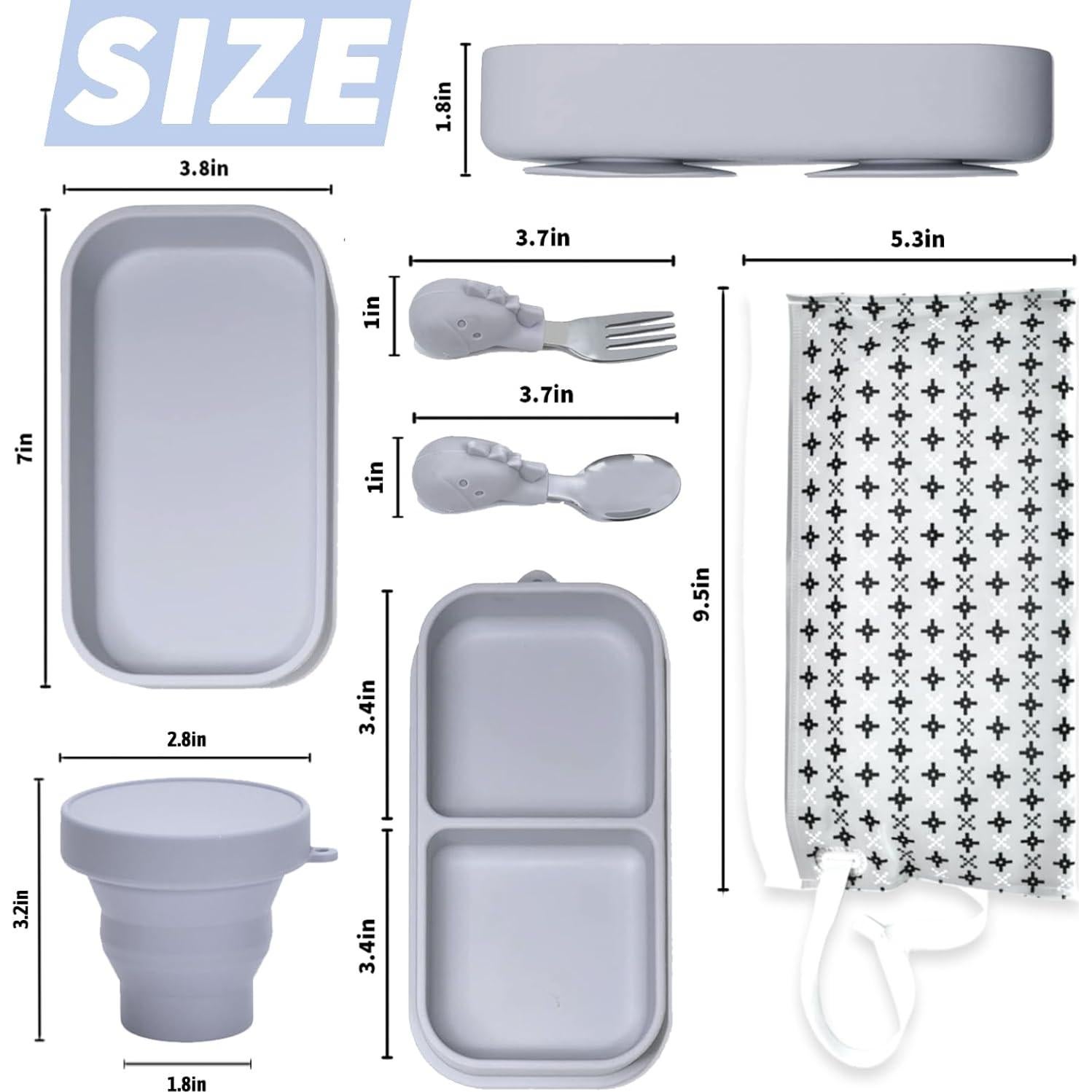 Juego de 6 Platos de Succión IFASHIHOME para Bebé Gris