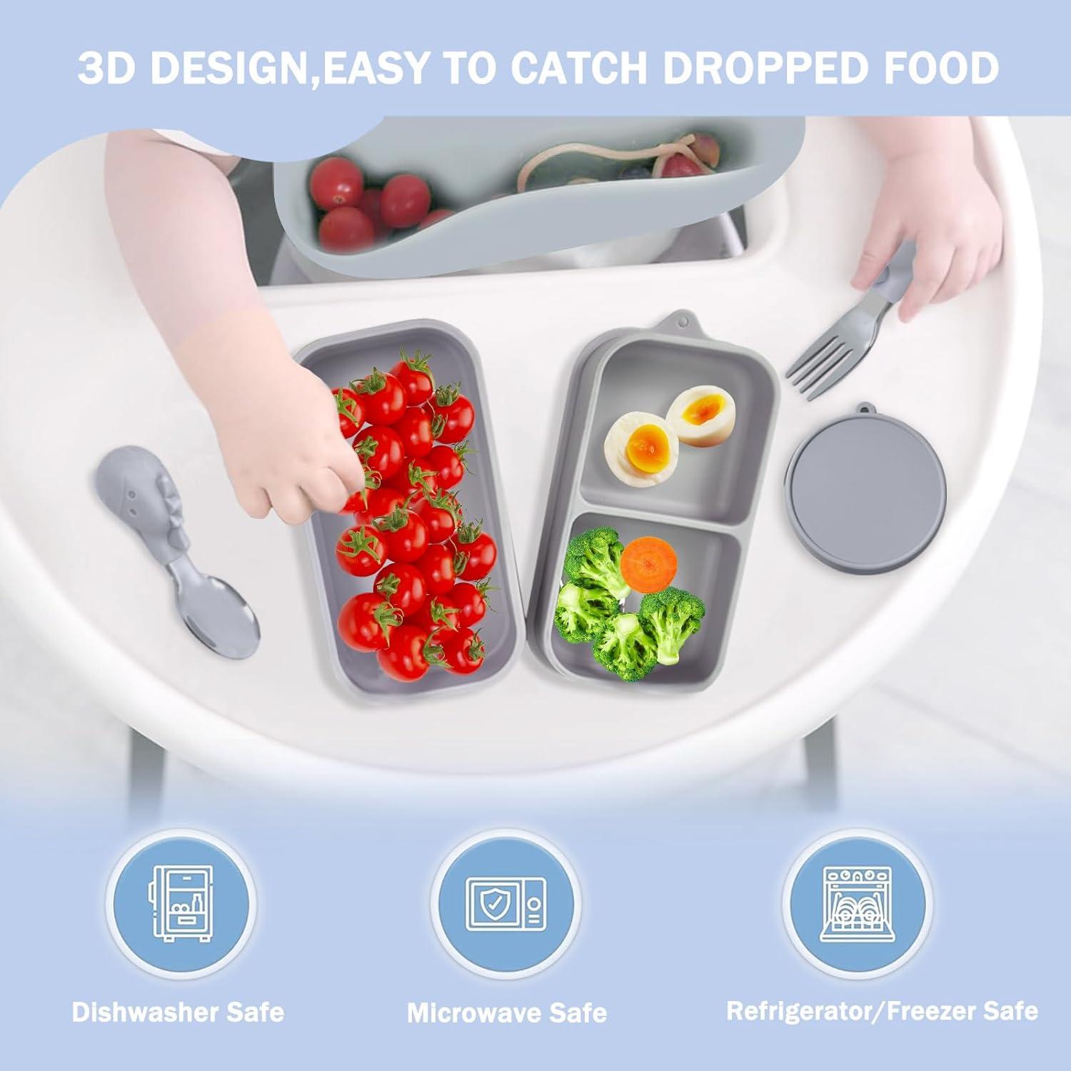 Juego de 6 Platos de Succión IFASHIHOME para Bebé Gris