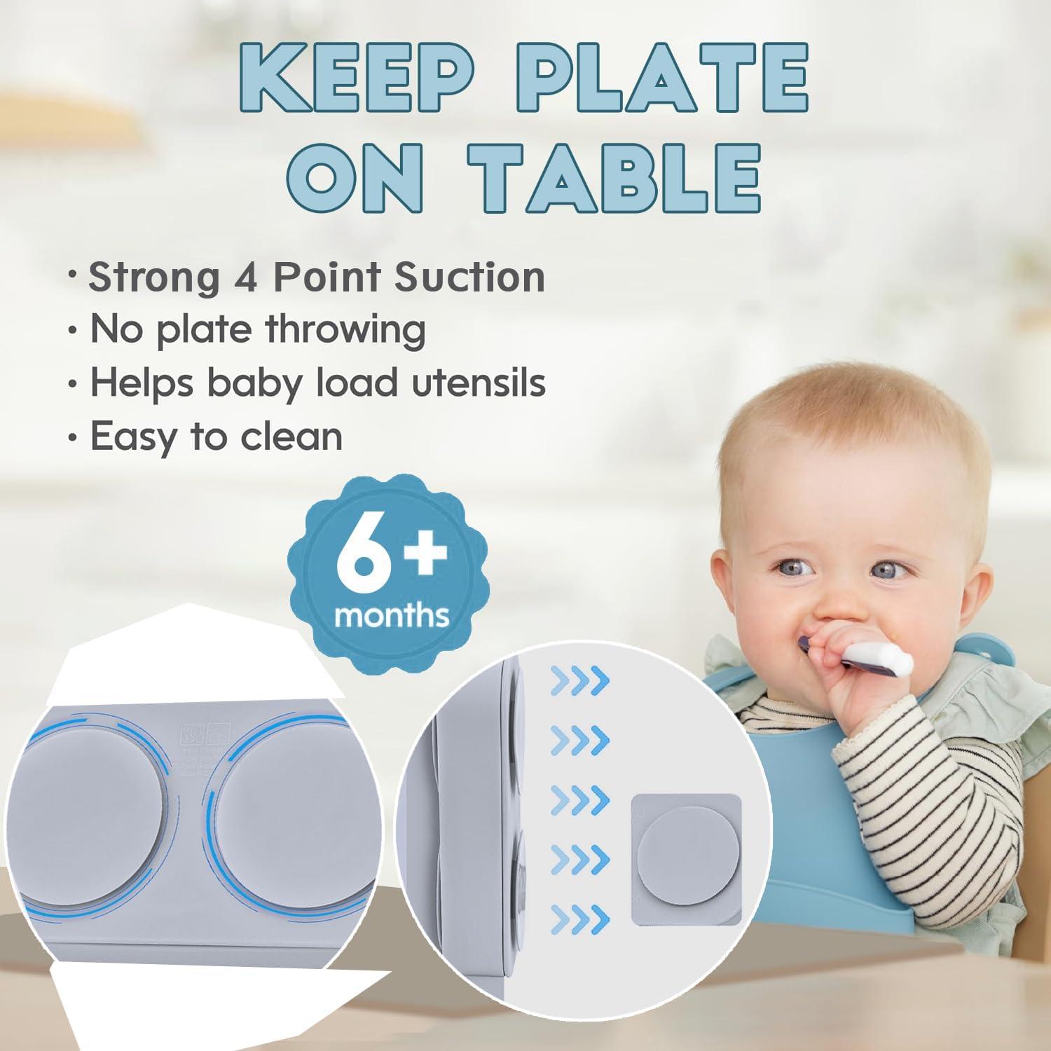 Juego de 6 Platos de Succión IFASHIHOME para Bebé Gris