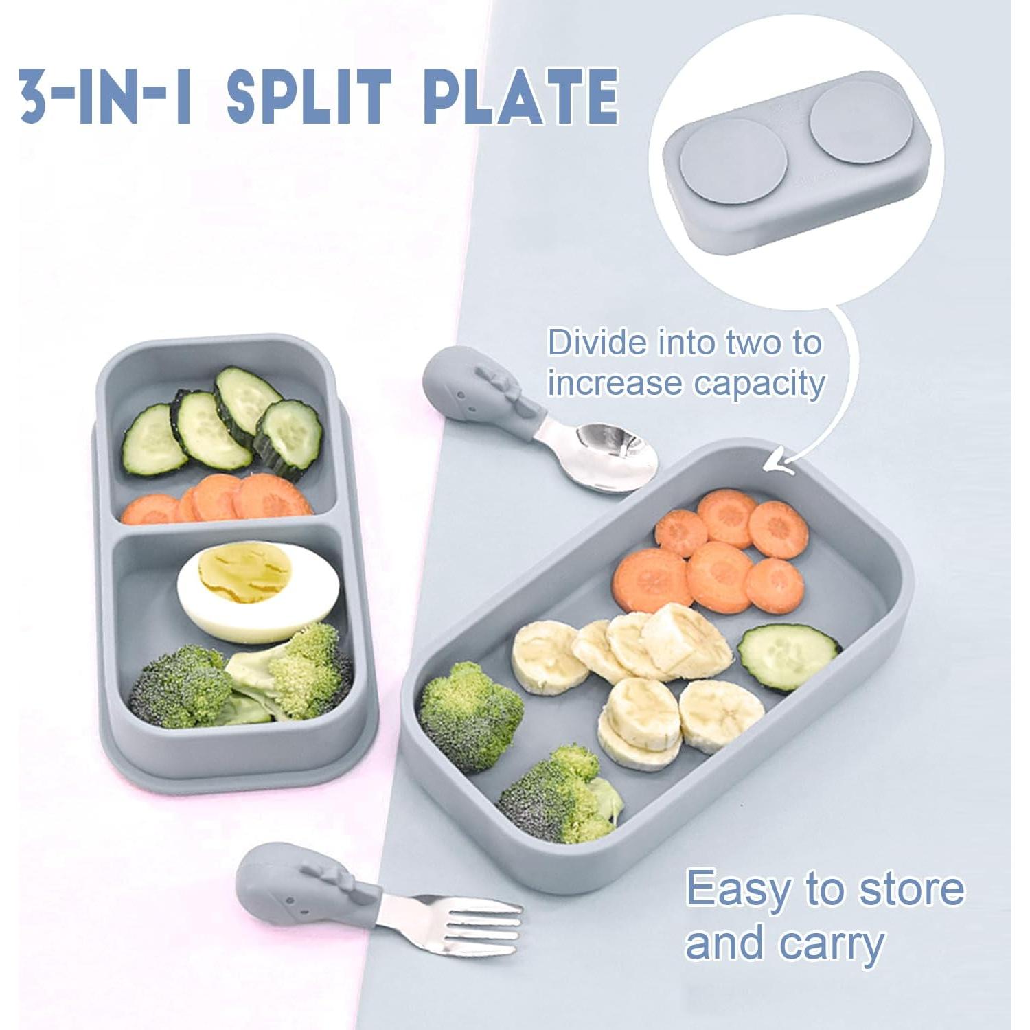 Juego de 6 Platos de Succión IFASHIHOME para Bebé Gris