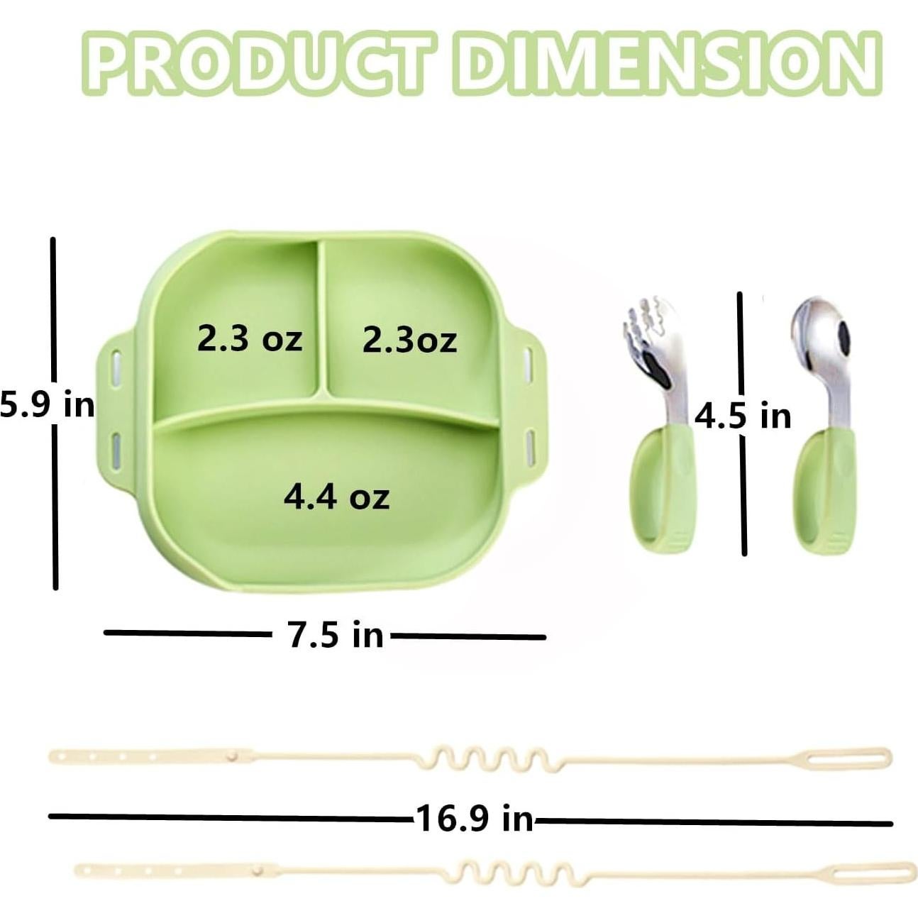 Set de Utensilios de Silicona para Bebés DAECHAO - Plato con Ventosas y Cucharas