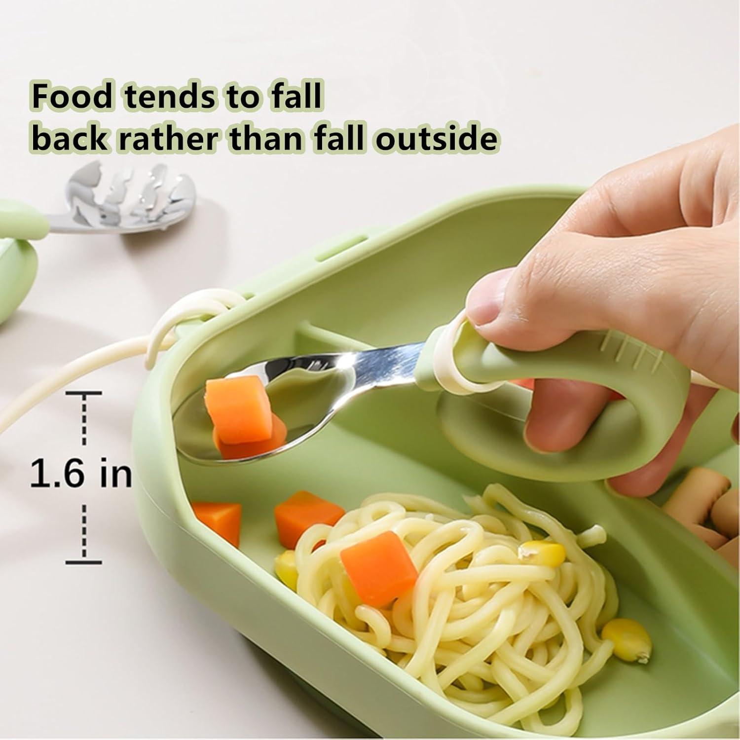 Set de Utensilios de Silicona para Bebés DAECHAO - Plato con Ventosas y Cucharas