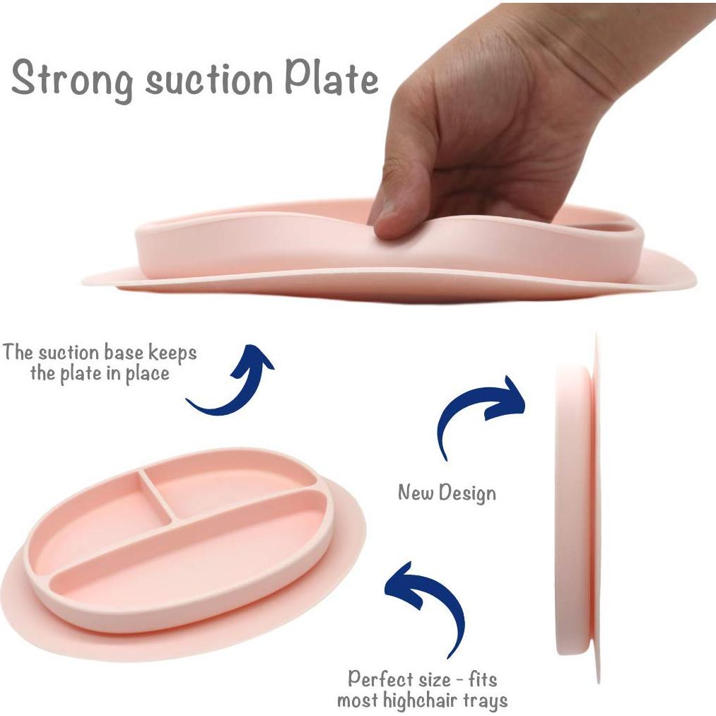 Plato de Succión de Silicona Kcuina Rosa para Bebés 1 Cuenta