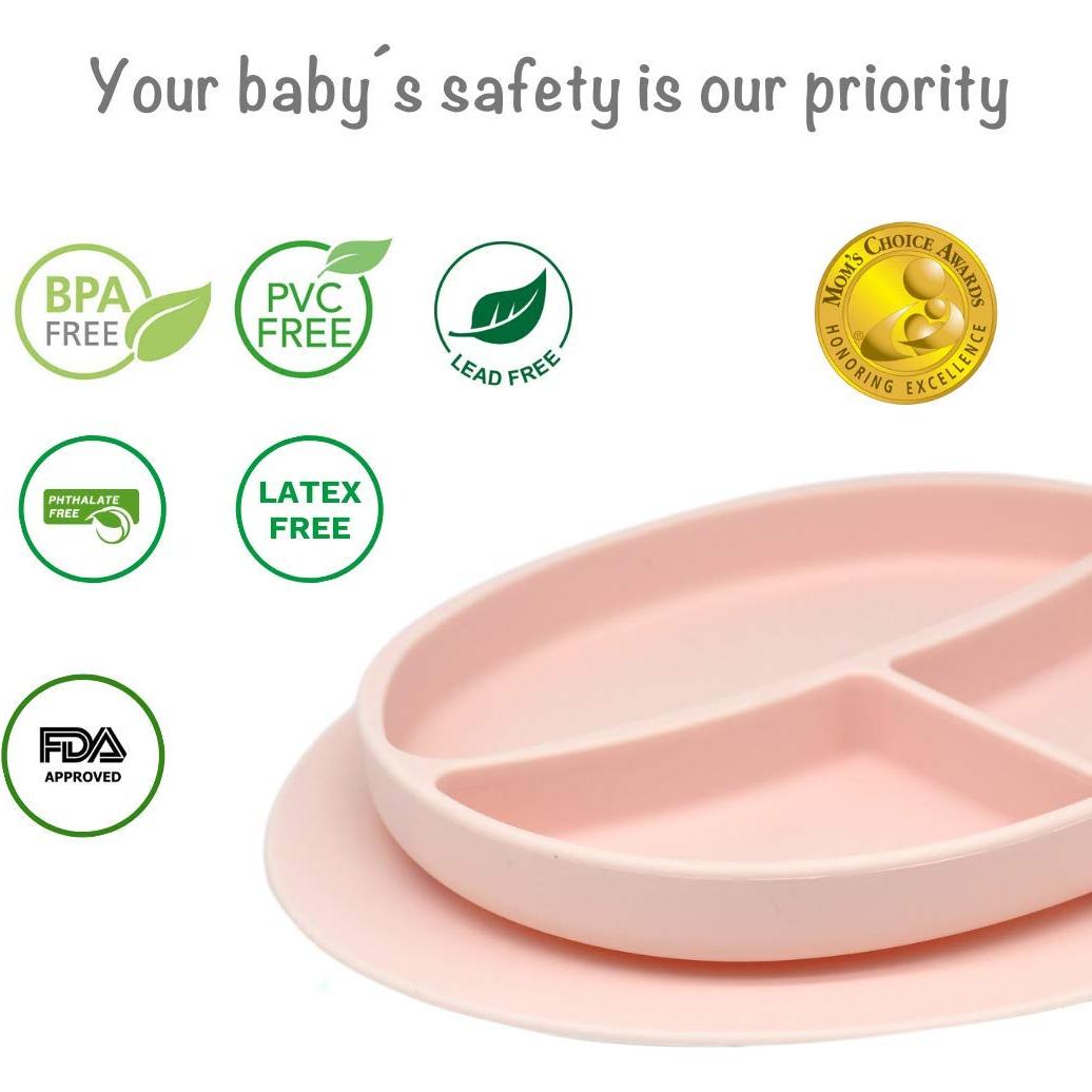 Plato de Succión de Silicona Kcuina Rosa para Bebés 1 Cuenta