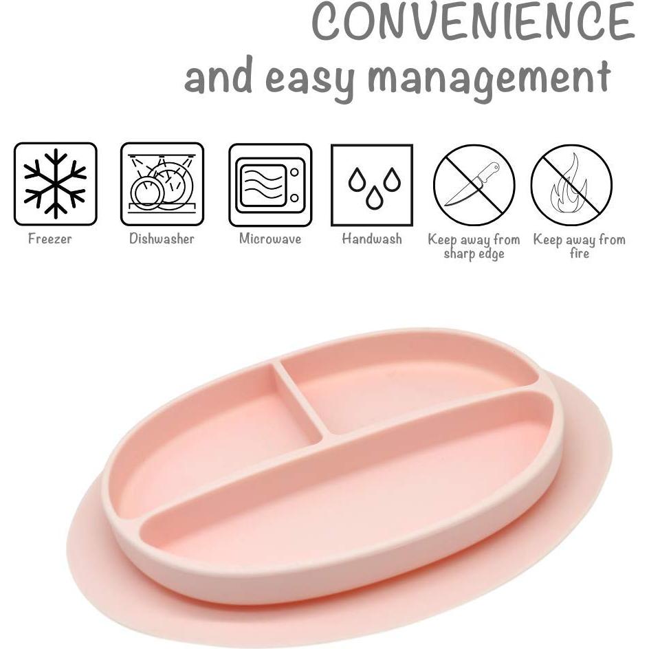 Plato de Succión de Silicona Kcuina Rosa para Bebés 1 Cuenta