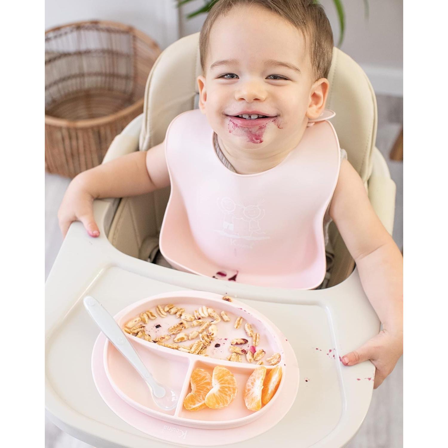 Plato de Succión de Silicona Kcuina Rosa para Bebés 1 Cuenta