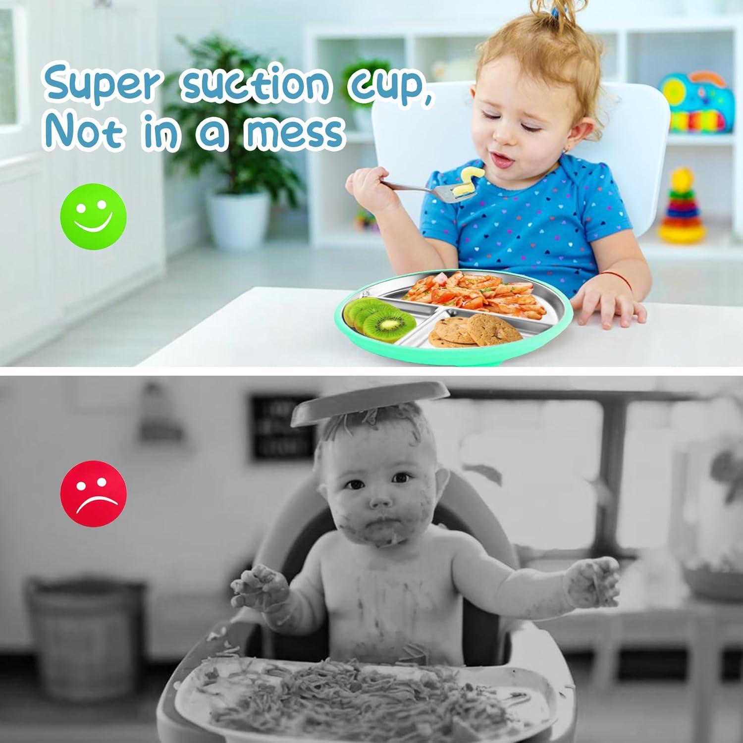 Platos de Acero Inoxidable para Niños Eliluoni, 2 Unidades 22.86 cm