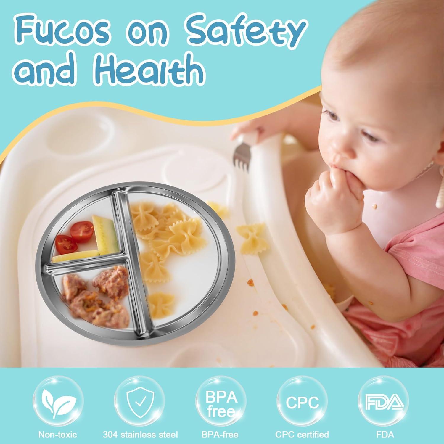 Platos de Acero Inoxidable para Niños Eliluoni, 2 Unidades 22.86 cm