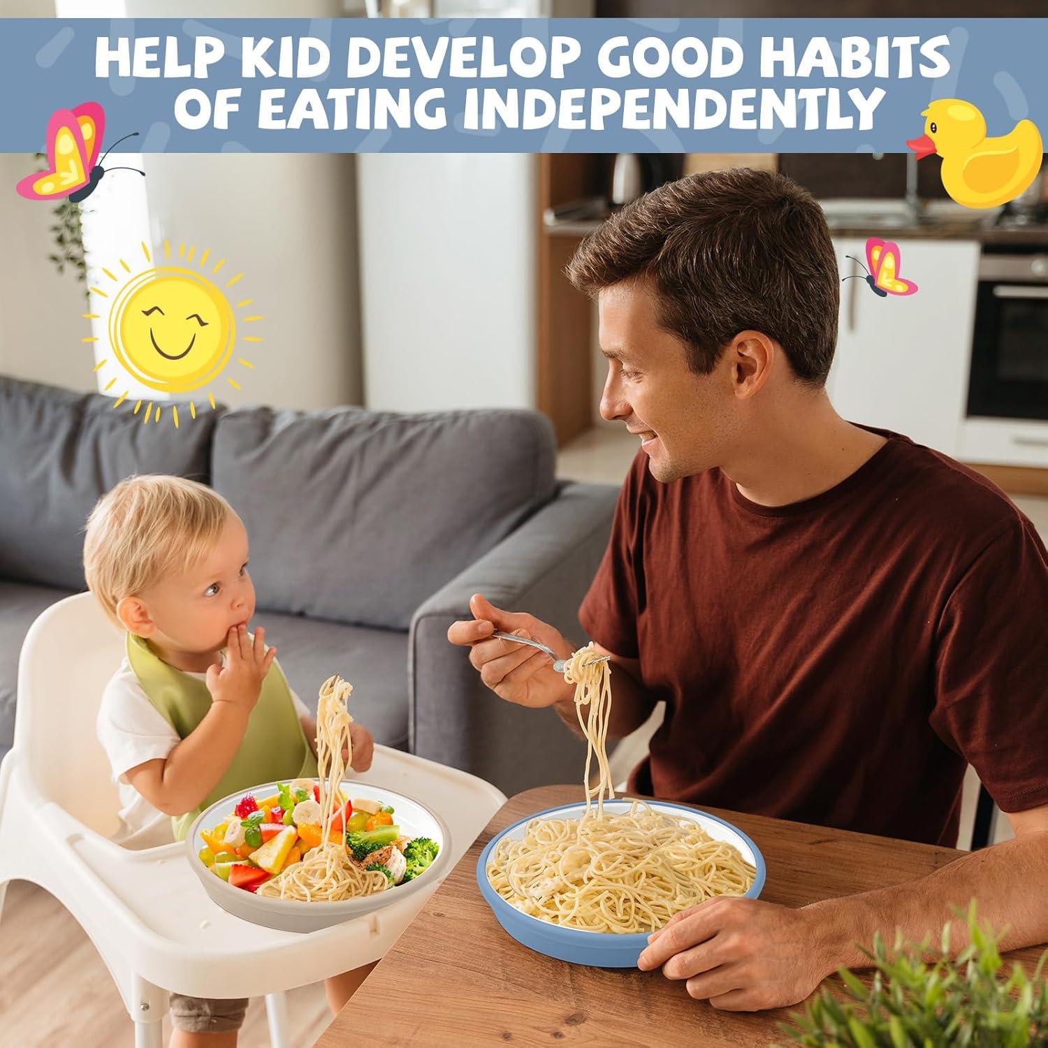 Platos de Porcelana para Niños Domensi 4 Piezas con Succión