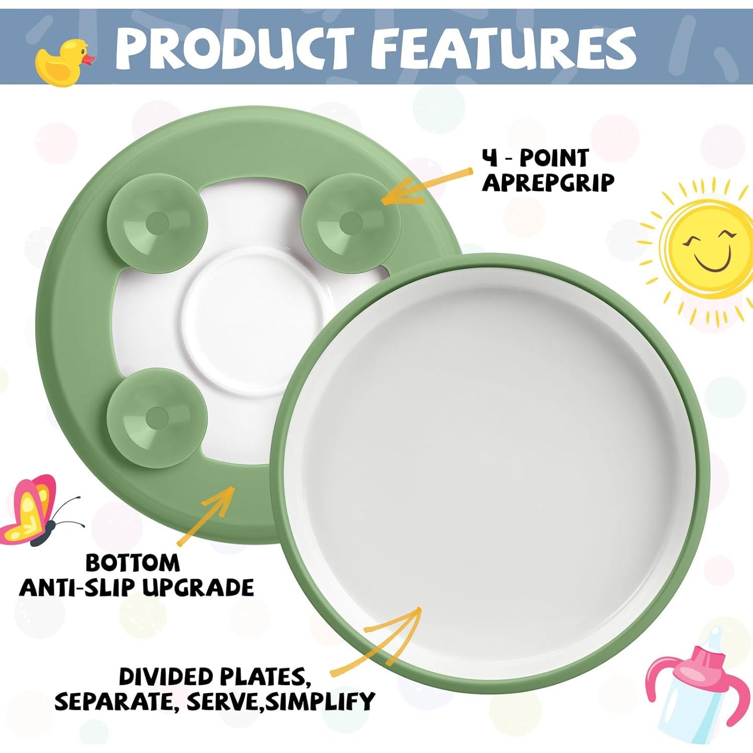 Platos de Porcelana para Niños Domensi 4 Piezas con Succión