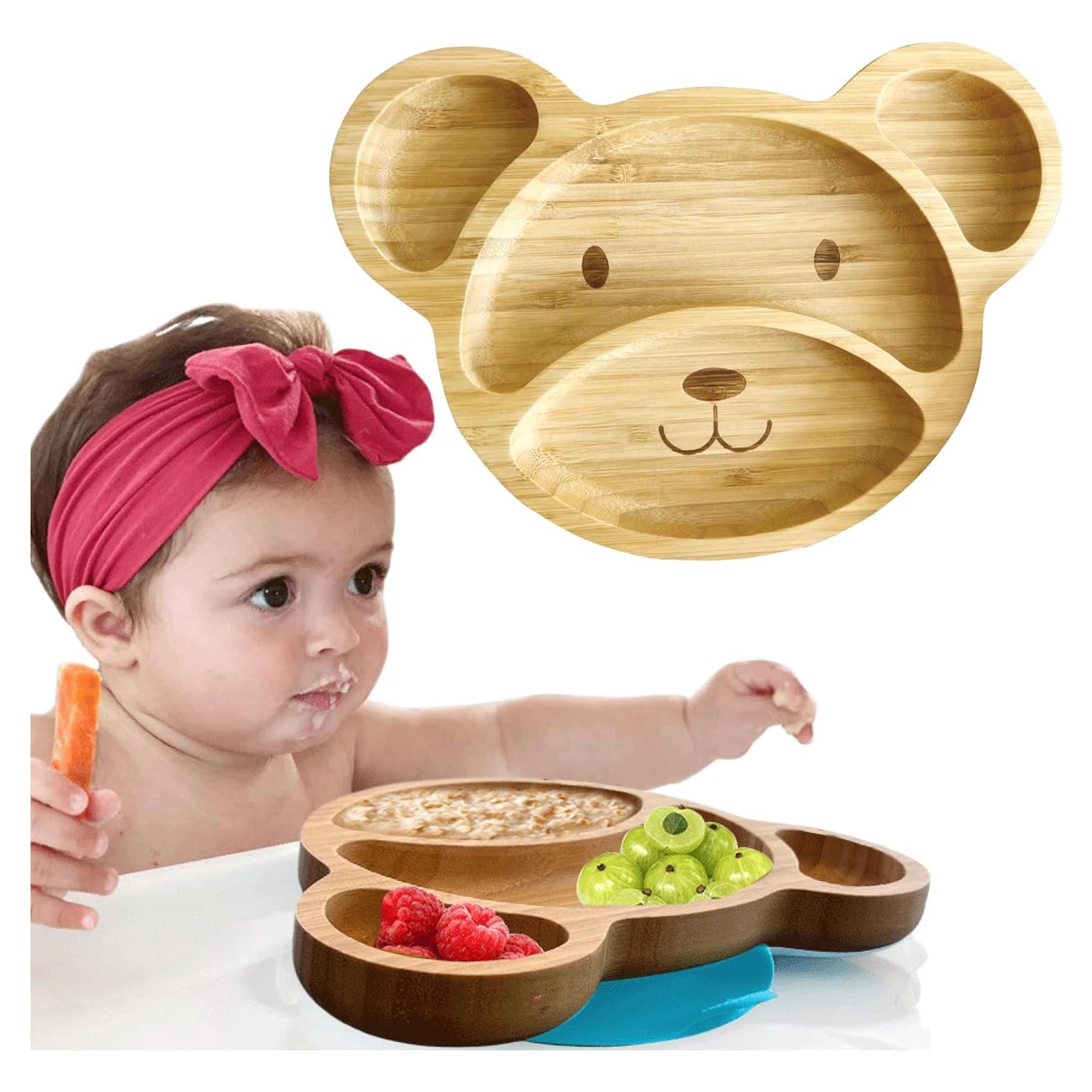 Plato de Bambú para Bebés Esenciales de Linda - Oso Azul 23.1x18cm