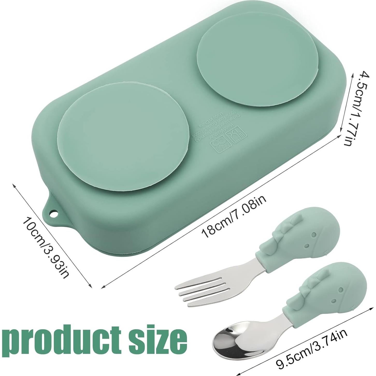 Juego de 4 Platos de Succión Silicona Bebé con Utensilios