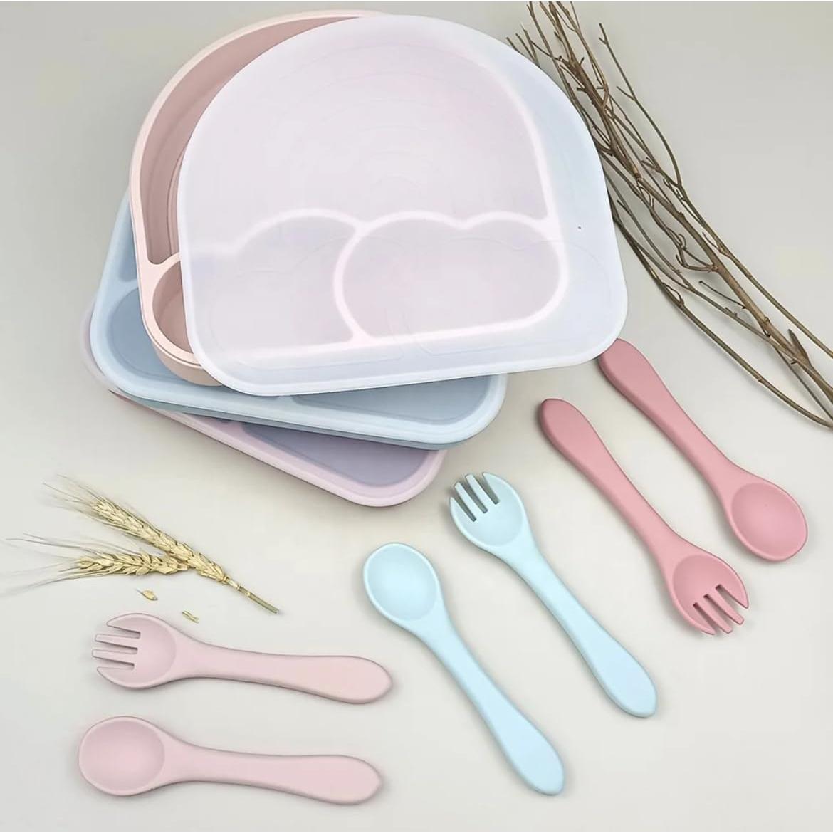 Conjunto de Alimentación de Silicona Tushi Nube y Arcoíris