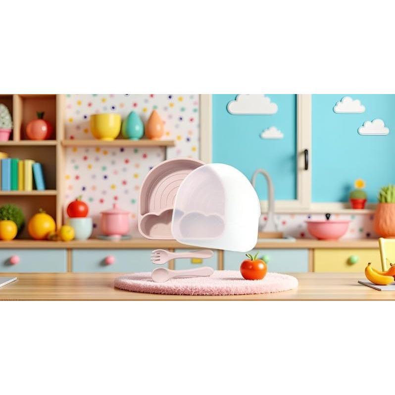 Conjunto de Alimentación de Silicona Tushi Nube y Arcoíris