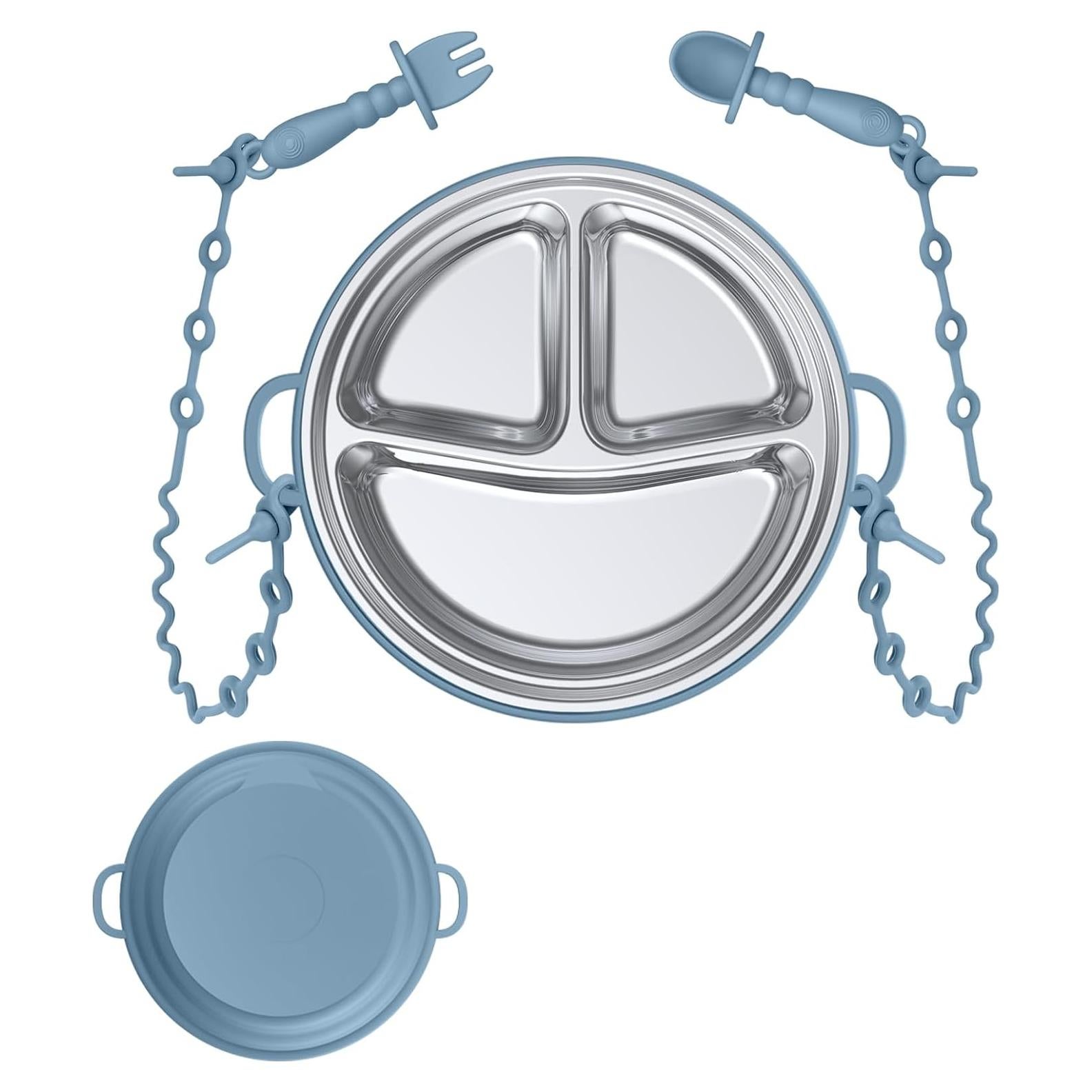 Plato Dividido de Acero Inoxidable DZDOV para Bebés - Antideslizante