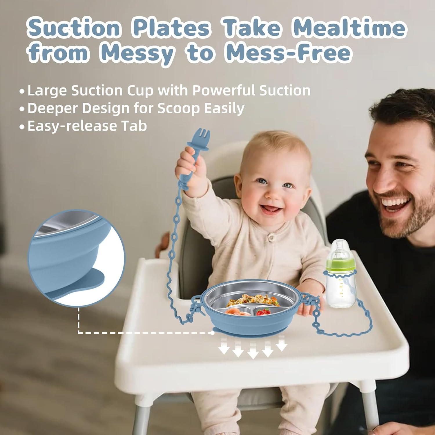 Plato Dividido de Acero Inoxidable DZDOV para Bebés - Antideslizante