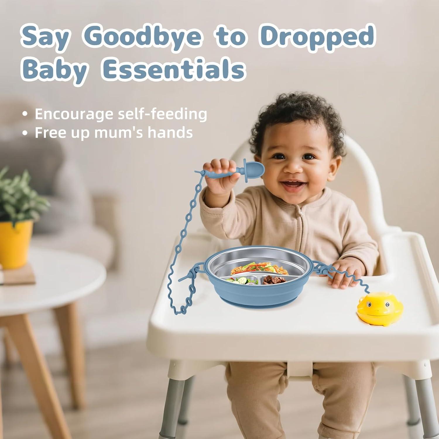 Plato Dividido de Acero Inoxidable DZDOV para Bebés - Antideslizante