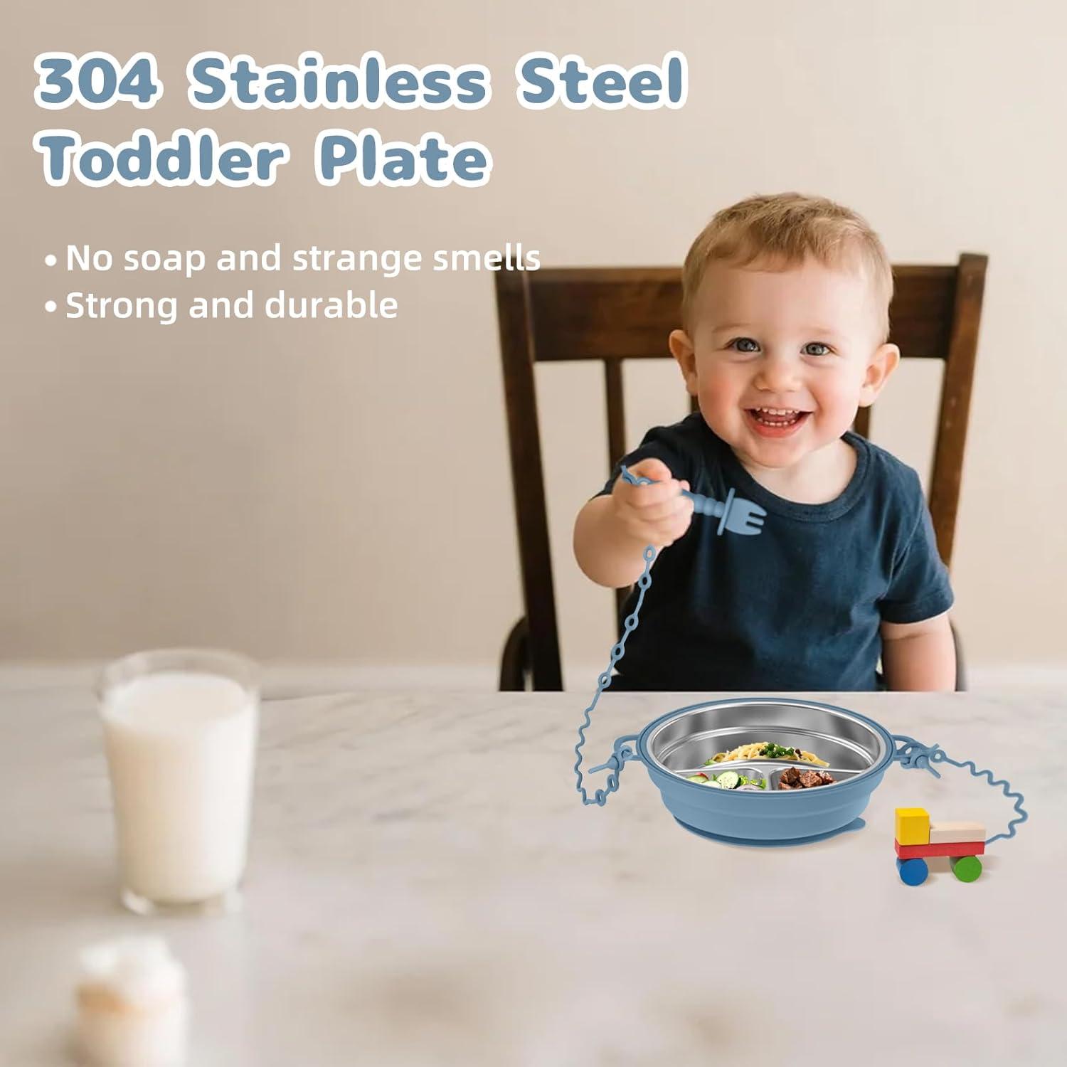 Plato Dividido de Acero Inoxidable DZDOV para Bebés - Antideslizante