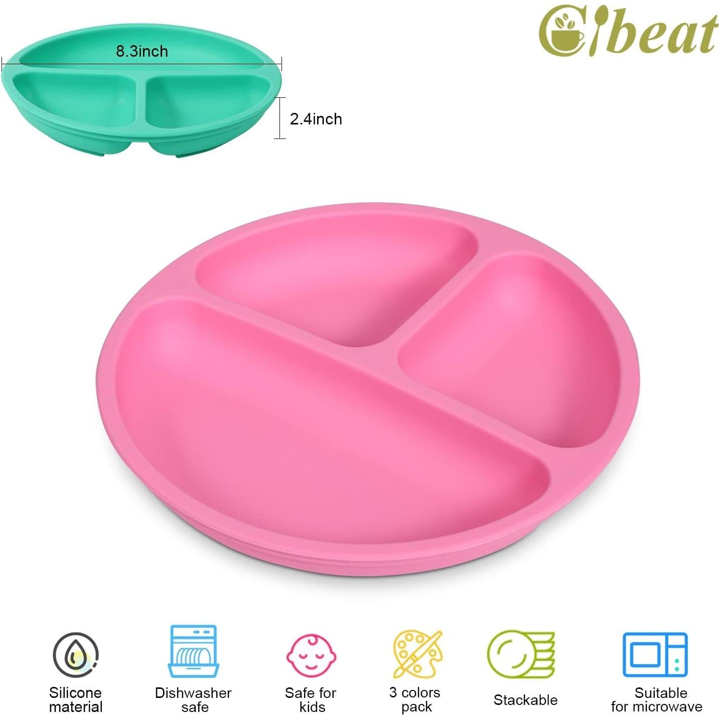 Platos Divididos de Silicona Cibeat para Niños - 3 Piezas