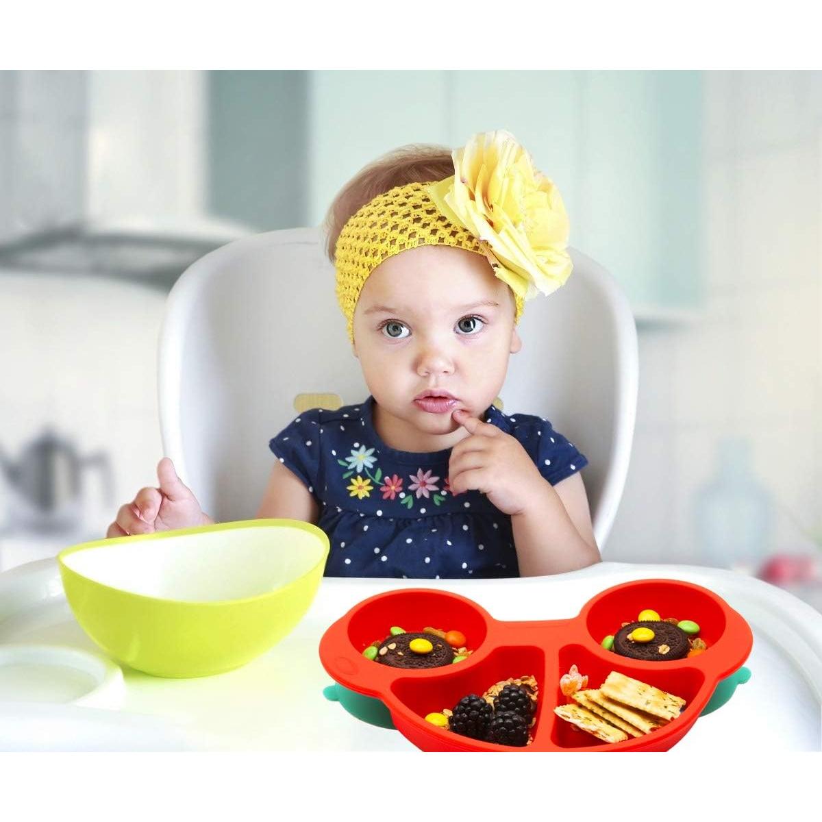 Plato de Silicona Qshare para Niños con Succión Fuerte 24.1x17.8 cm