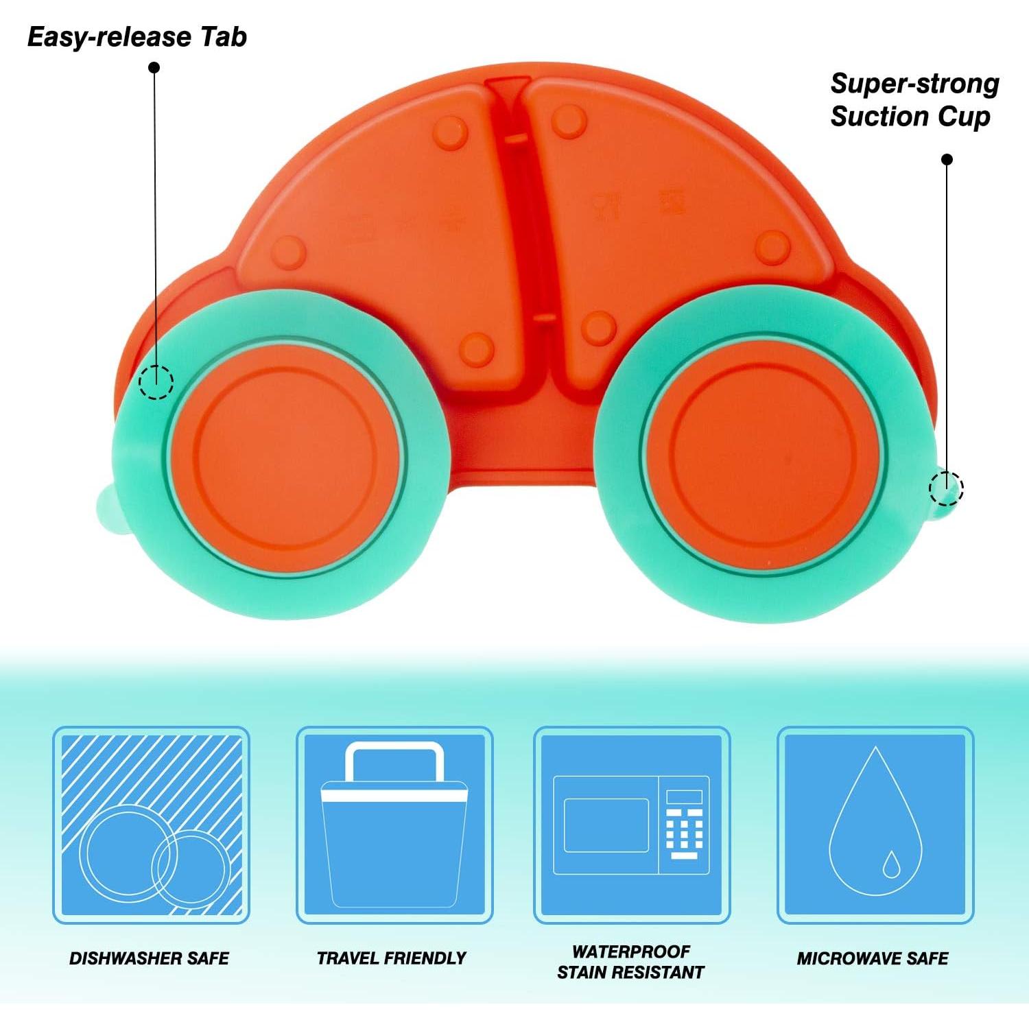 Plato de Silicona Qshare para Niños con Succión Fuerte 24.1x17.8 cm