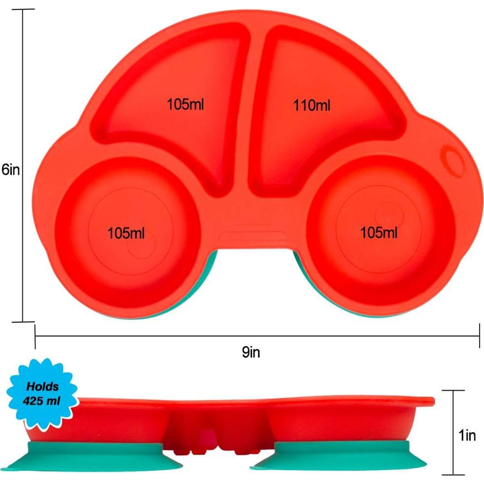 Plato de Silicona Qshare para Niños con Succión Fuerte 24.1x17.8 cm