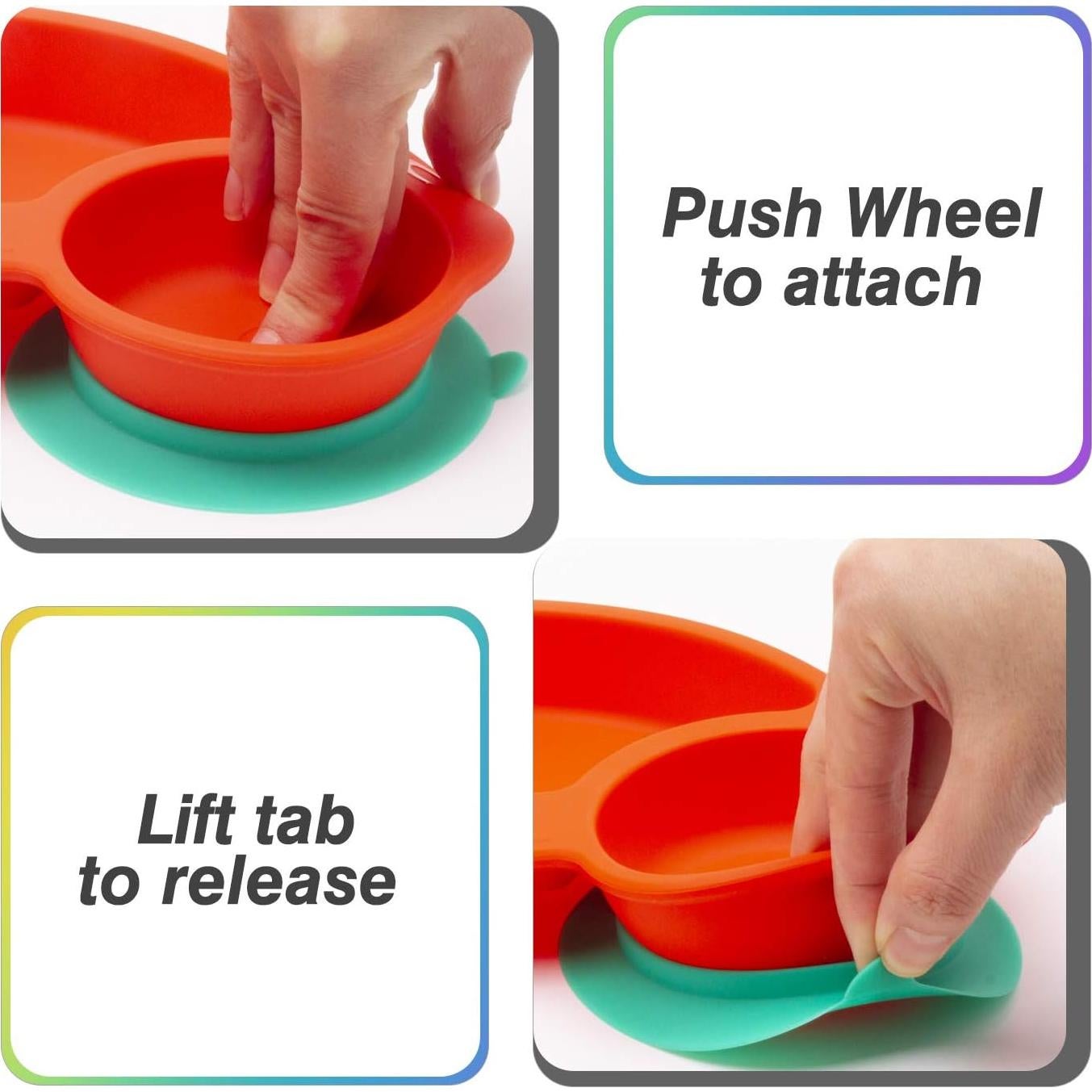 Plato de Silicona Qshare para Niños con Succión Fuerte 24.1x17.8 cm