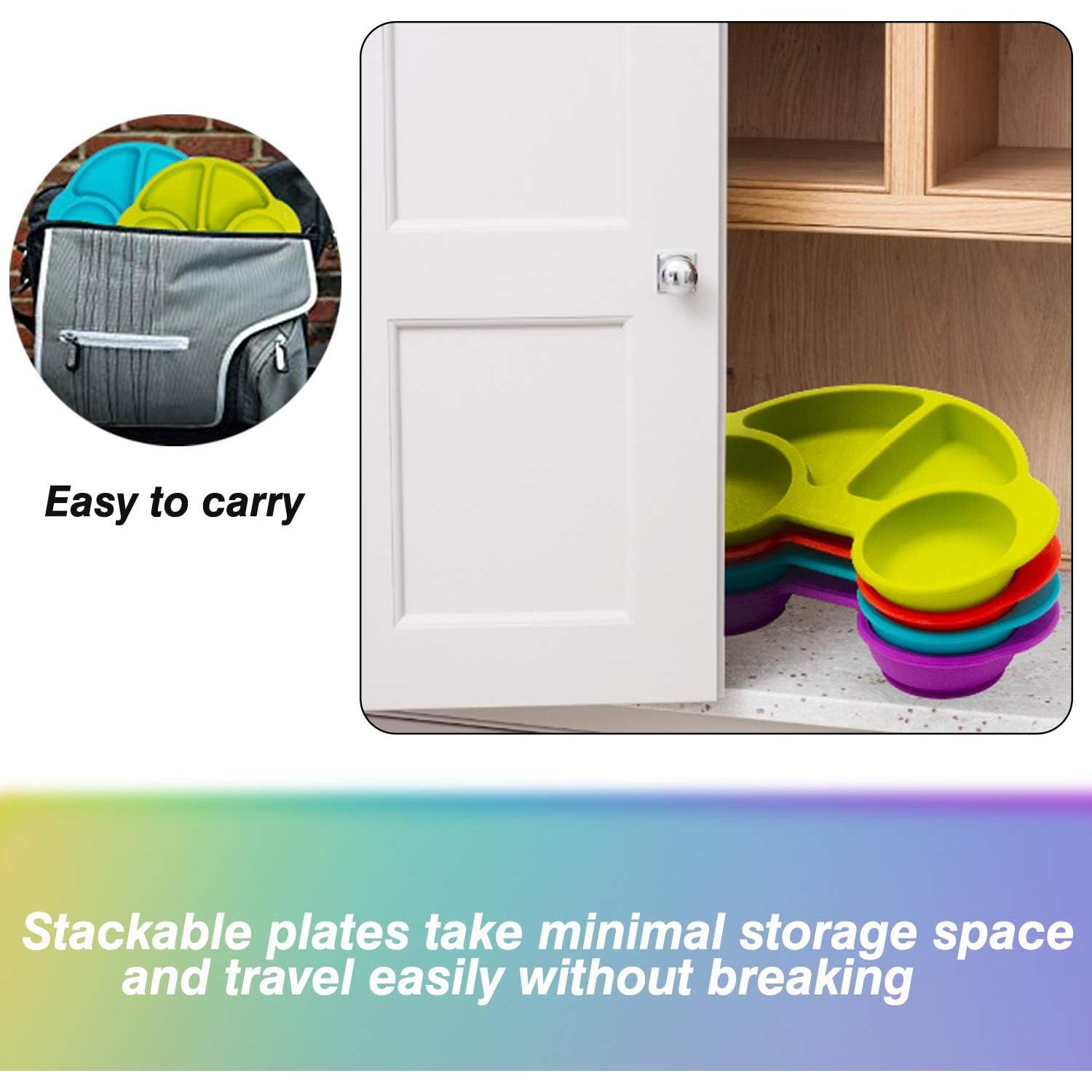 Plato de Silicona Qshare para Niños con Succión Fuerte 24.1x17.8 cm