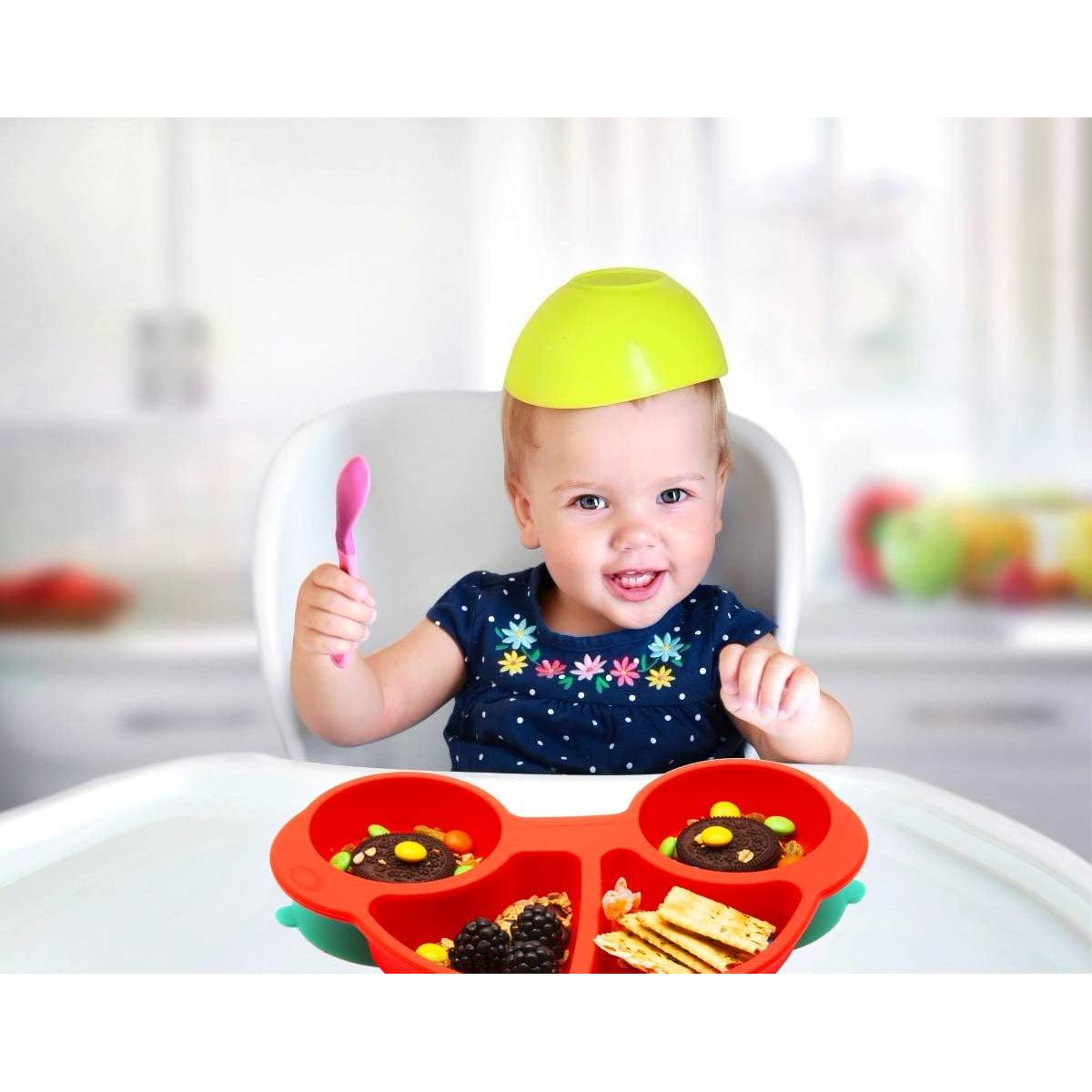 Plato de Silicona Qshare para Niños con Succión Fuerte 24.1x17.8 cm