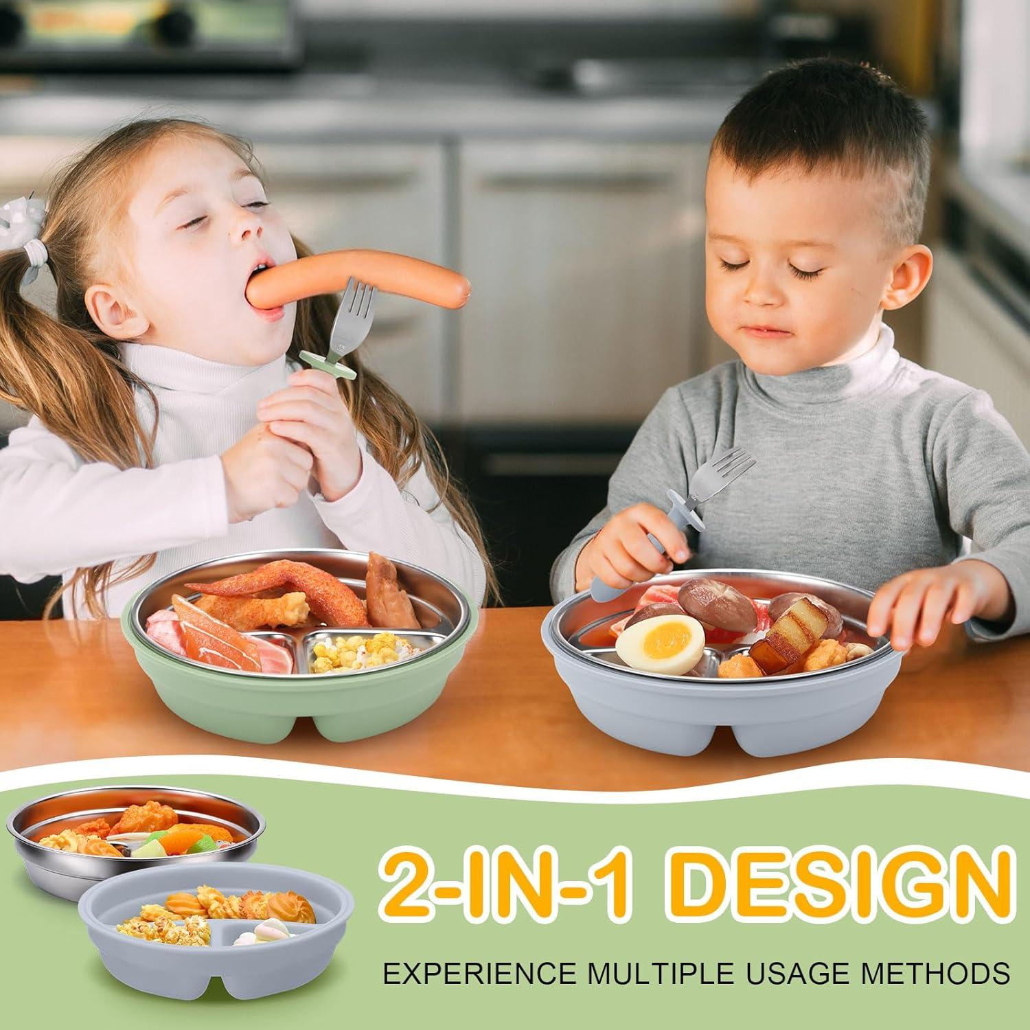 Set de Platos de Acero Inoxidable Nuogo para Bebés 6 Piezas