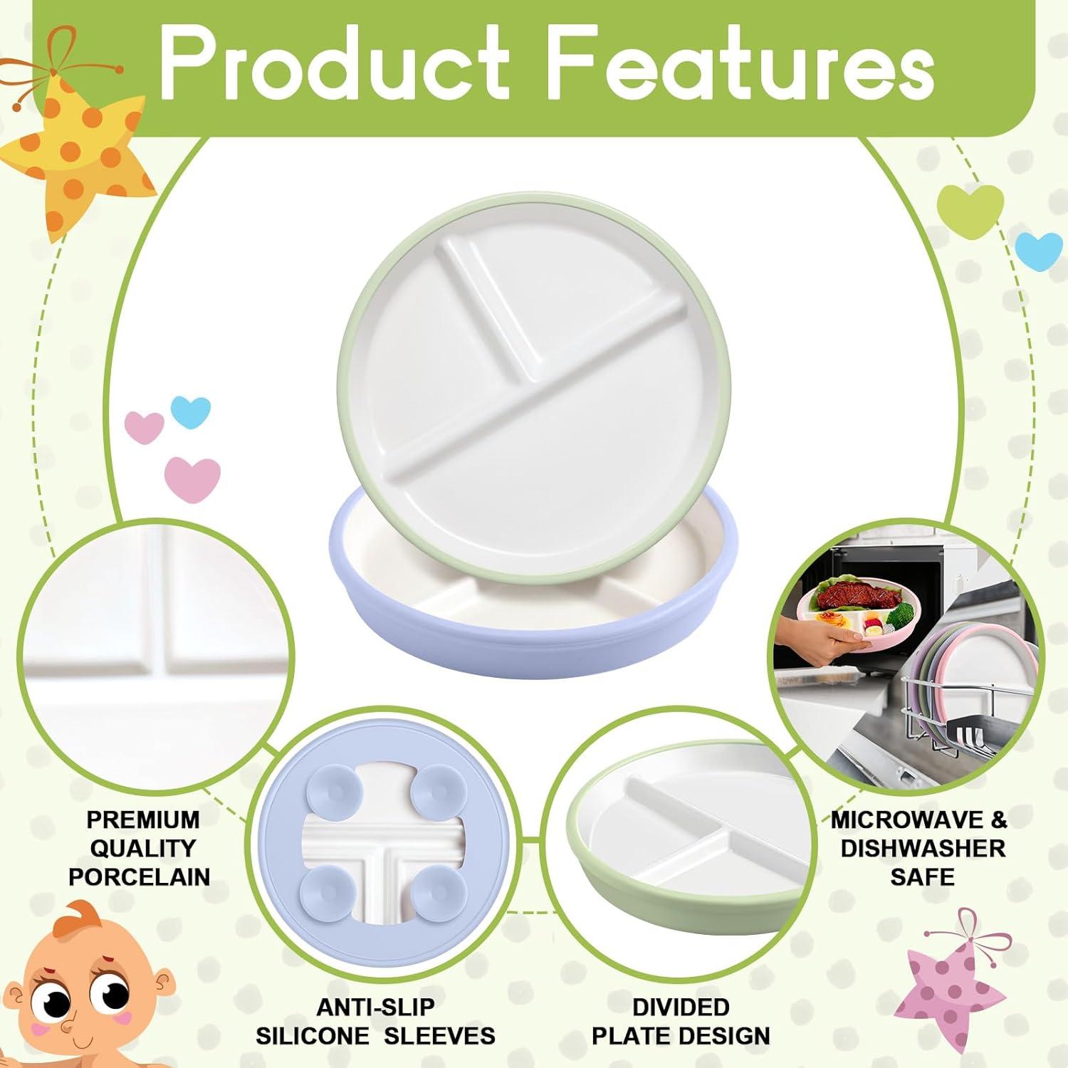 Platos de Porcelana para Niños Domensi 20.32 cm Antideslizantes