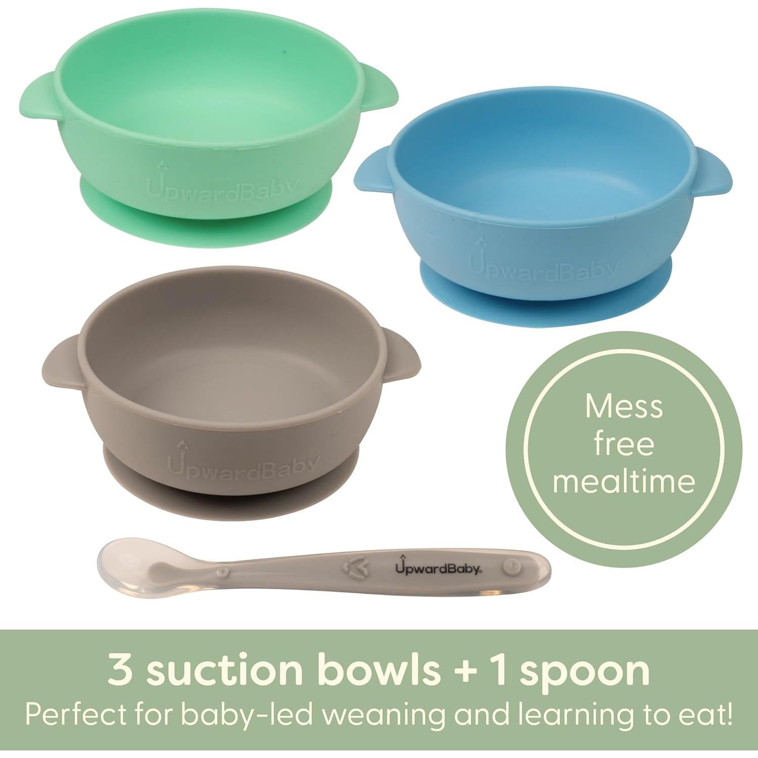 Set de Cuencos y Cucharas de Silicona UpwardBaby - 4 Piezas