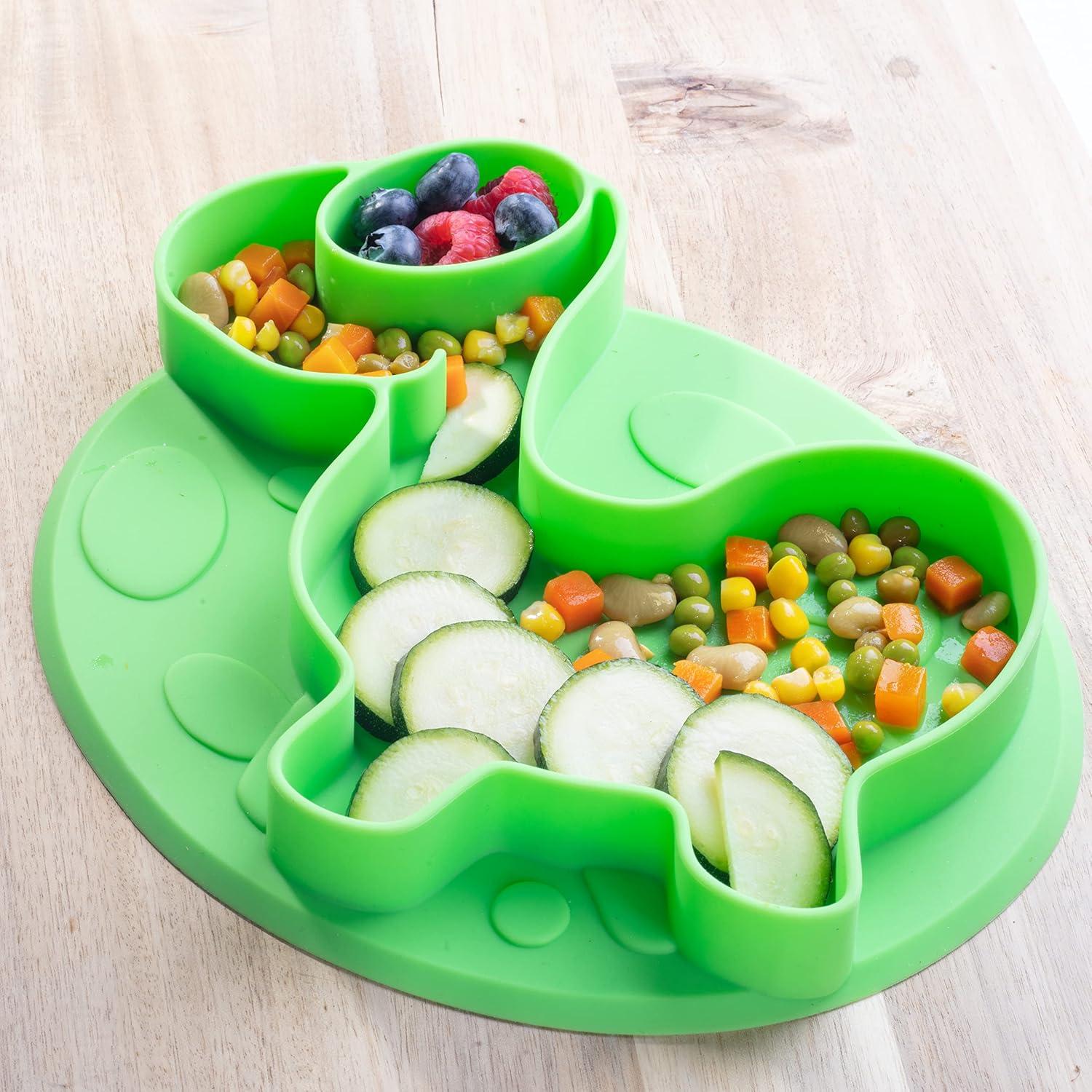 Platos de Silicona Antideslizantes Bentology - 3 Unidades Dinosaurio