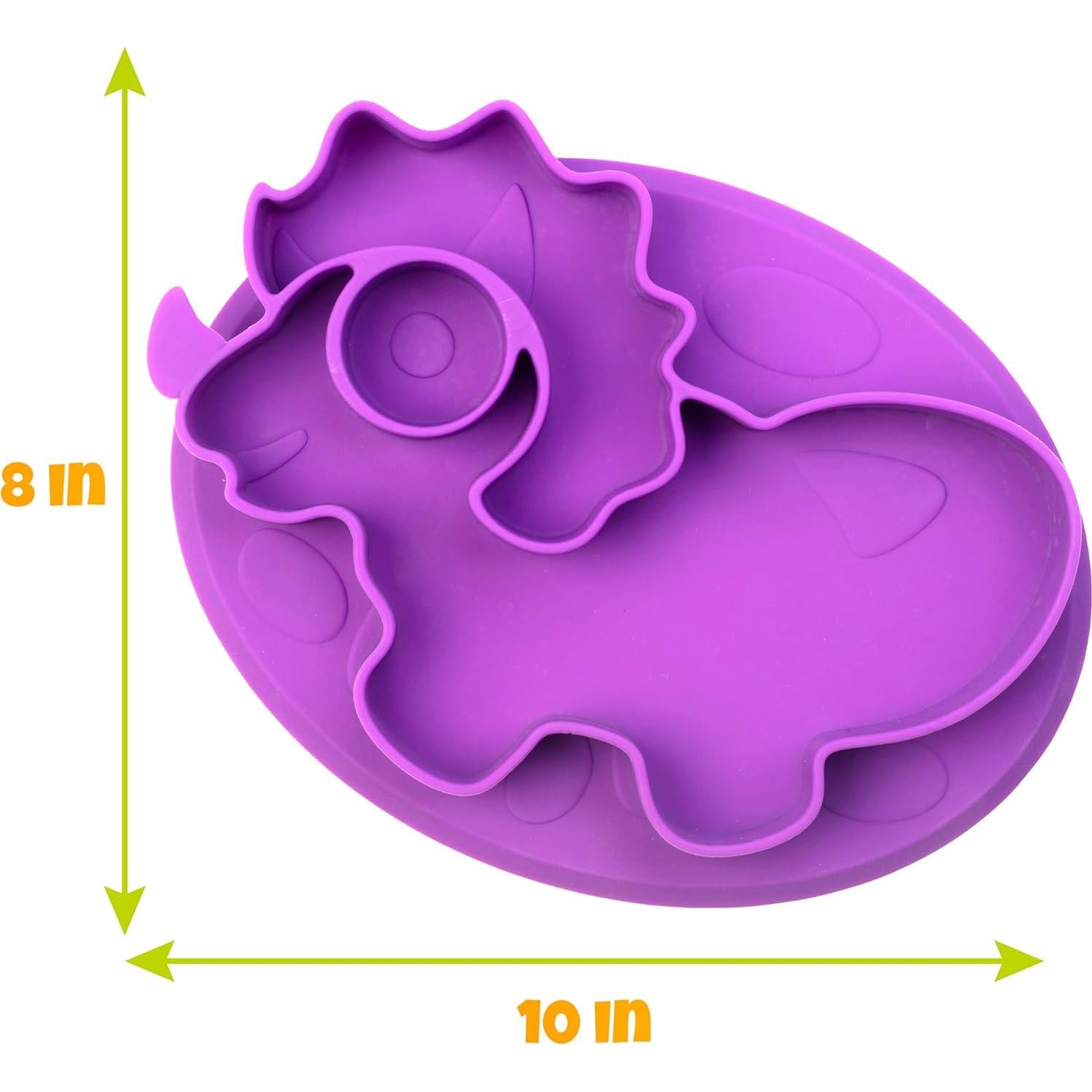 Platos de Silicona Antideslizantes Bentology - 3 Unidades Dinosaurio
