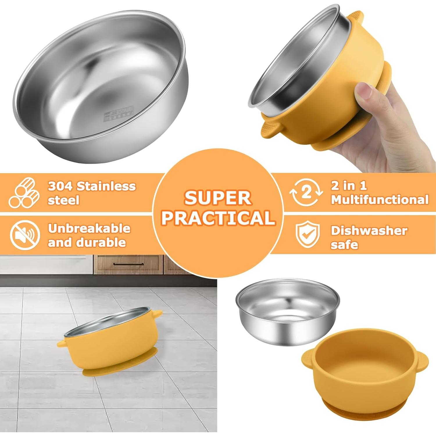 Tazones para Bebés Dovesail Acero Inoxidable 2 Piezas Antideslizante