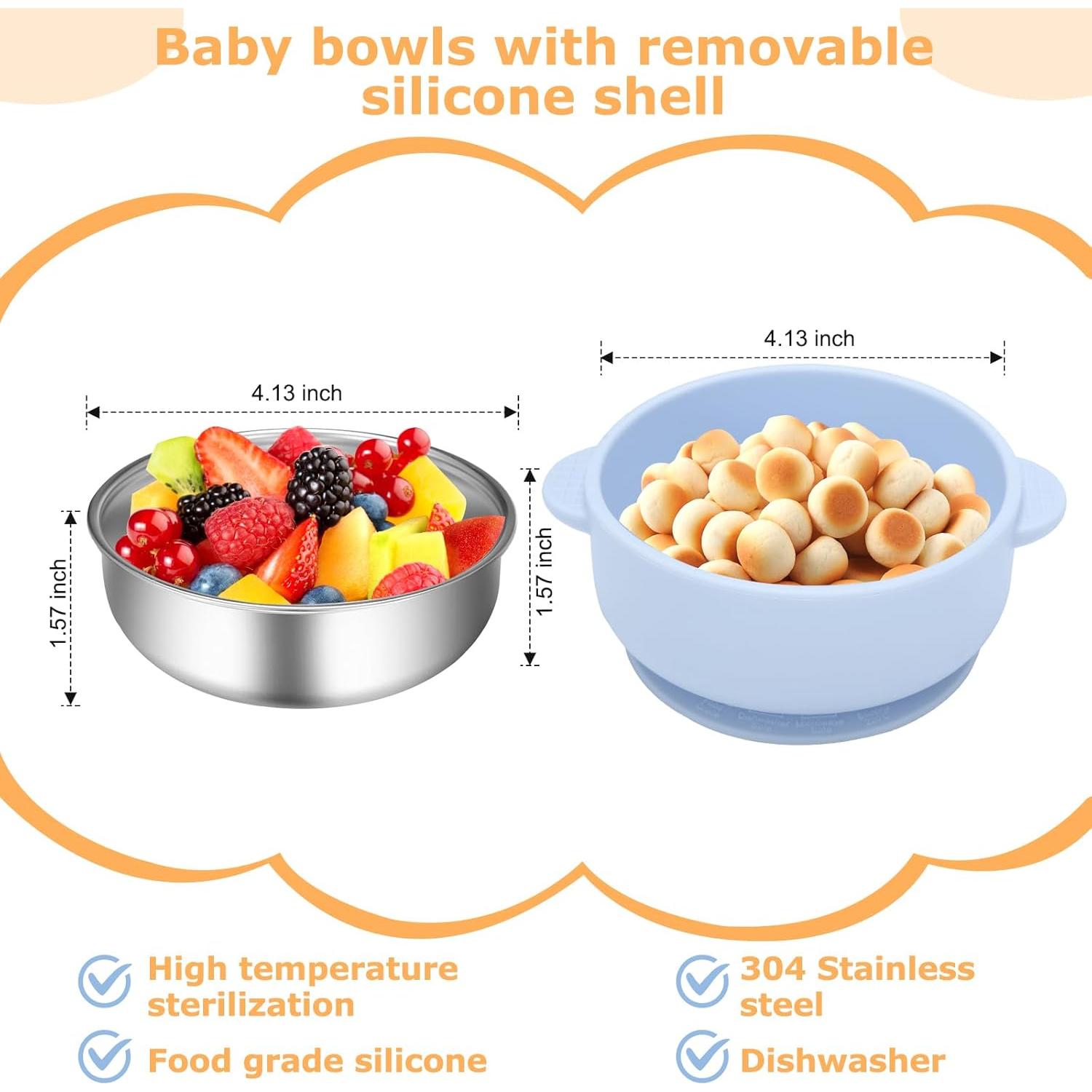 Tazones para Bebés Dovesail Acero Inoxidable 2 Piezas Antideslizante