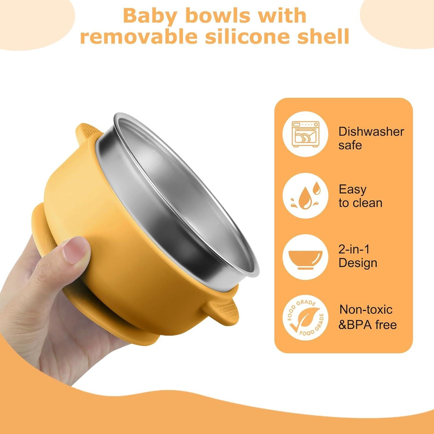 Tazones para Bebés Dovesail Acero Inoxidable 2 Piezas Antideslizante