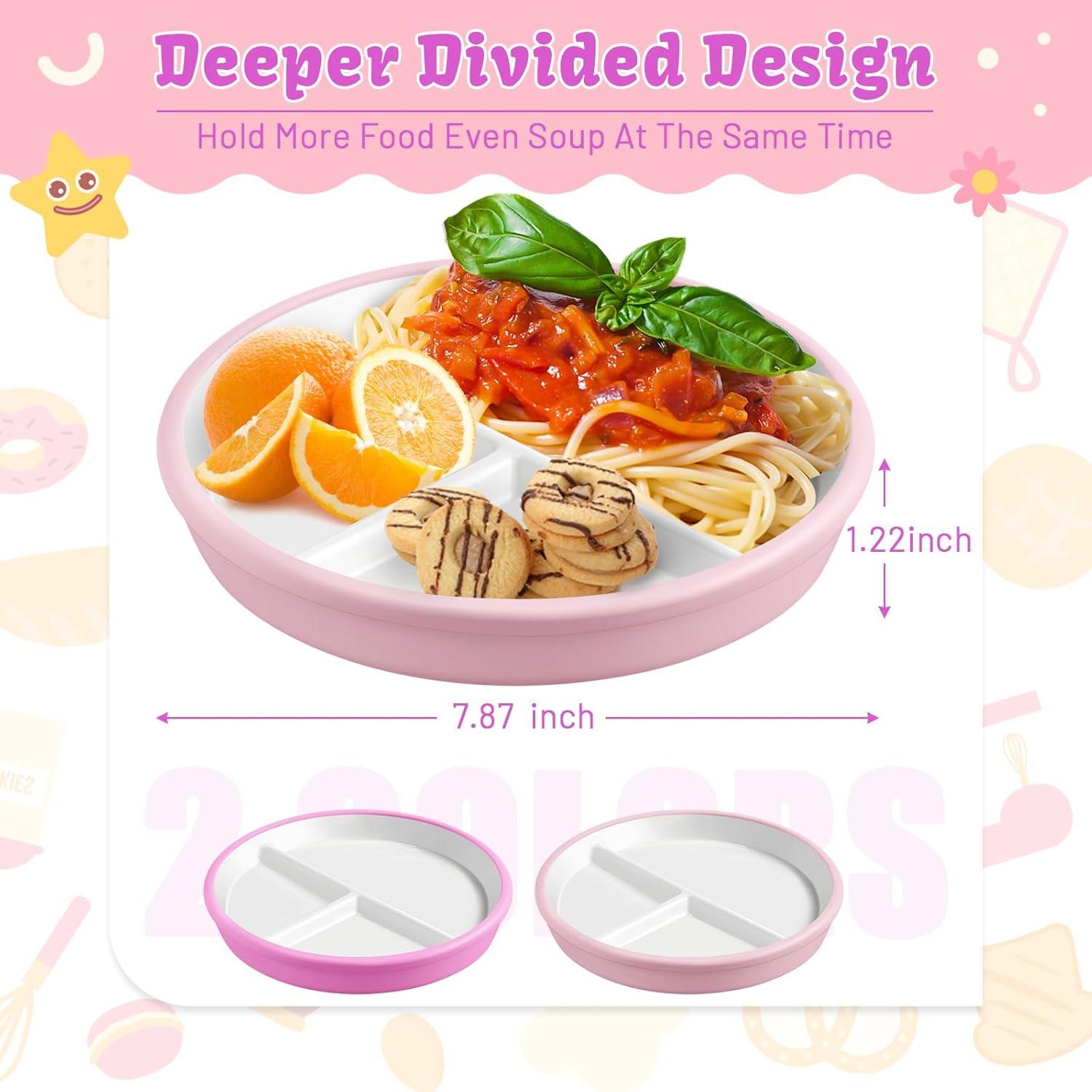 Platos Divididos de Porcelana Domensi para Niños 20.32cm Rosa