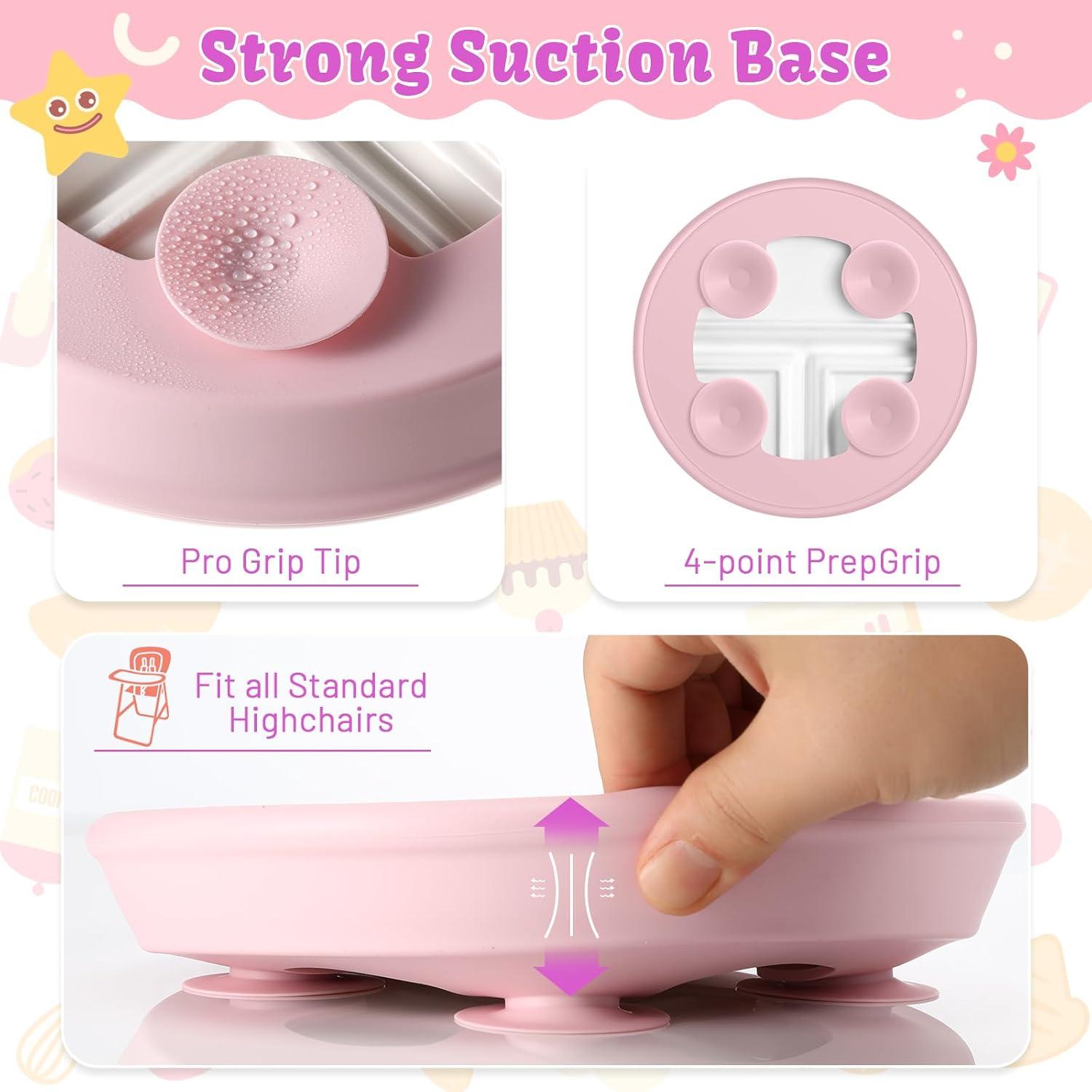 Platos Divididos de Porcelana Domensi para Niños 20.32cm Rosa