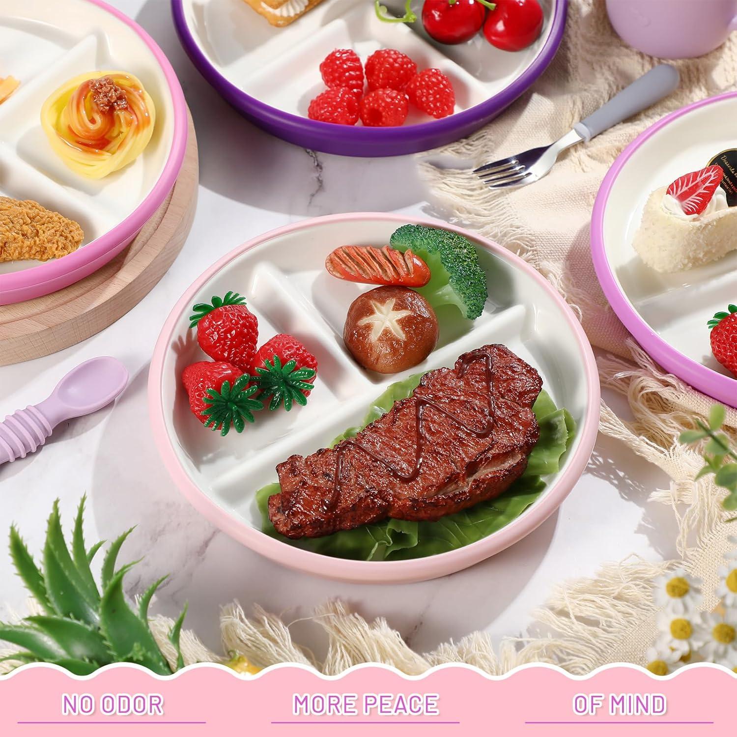 Platos Divididos de Porcelana Domensi para Niños 20.32cm Rosa