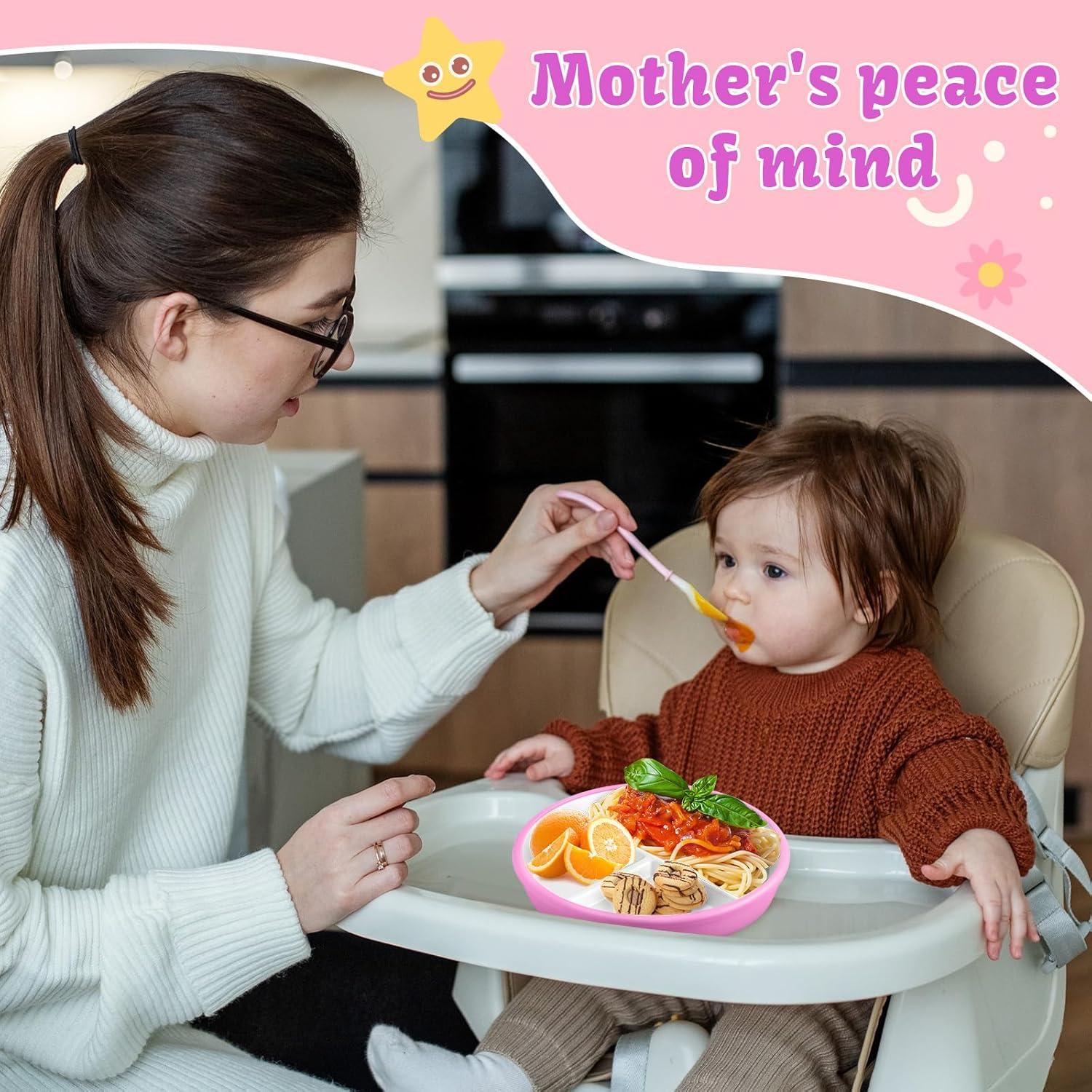 Platos Divididos de Porcelana Domensi para Niños 20.32cm Rosa