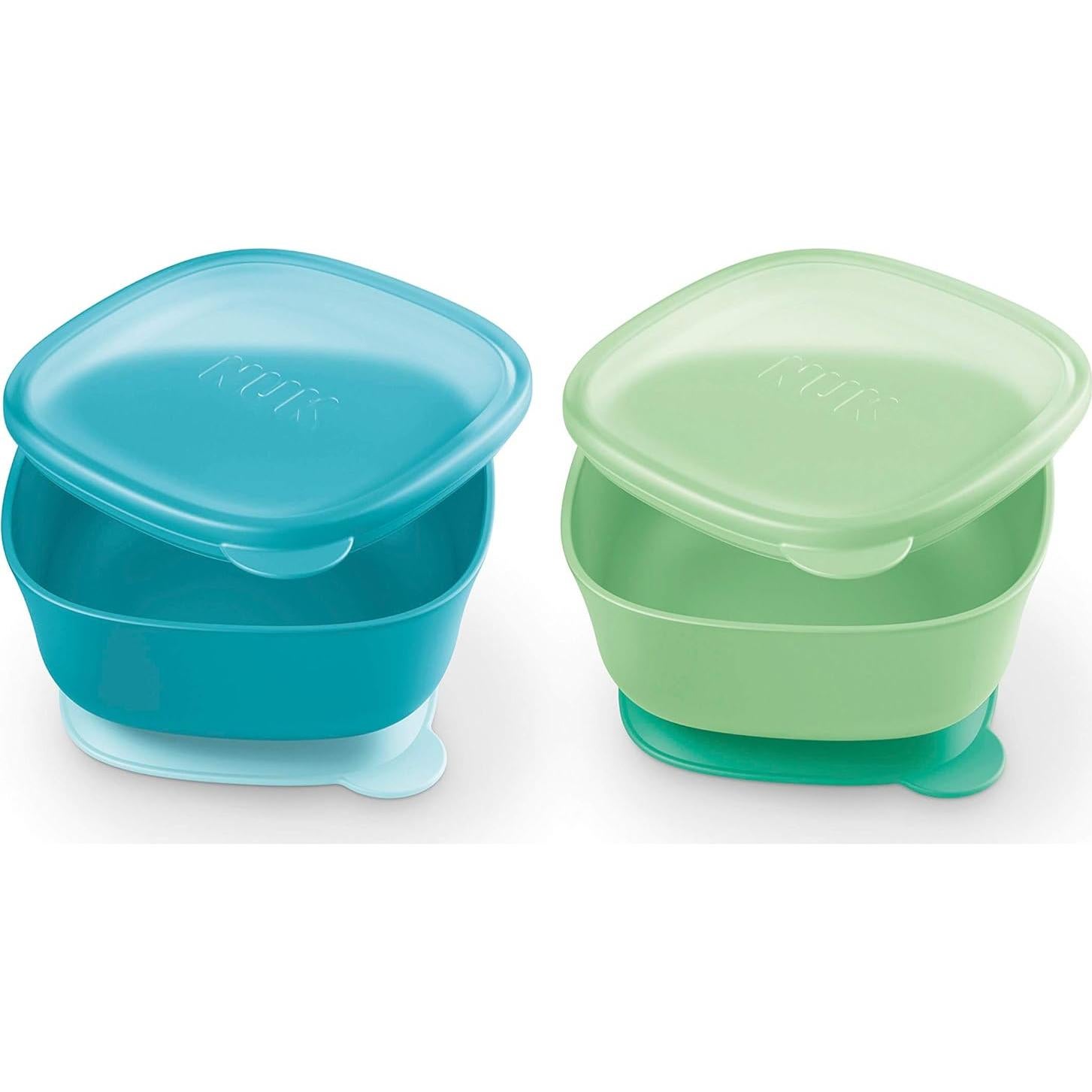 Bowl de Succión NUK con Tapa - 2 Piezas, Libre de BPA